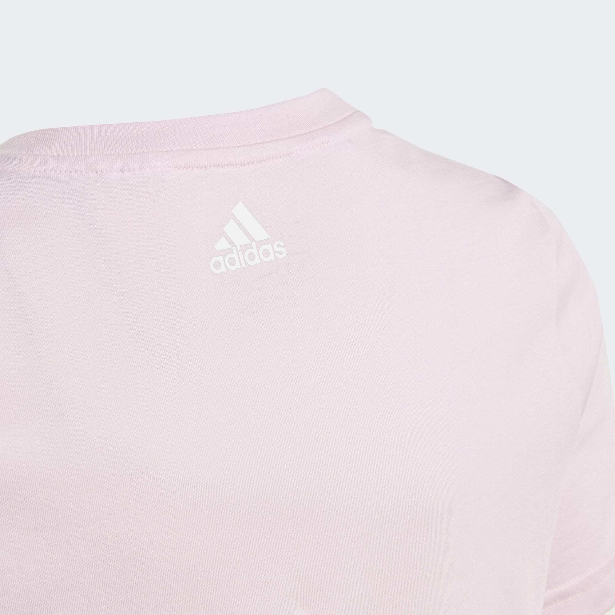 adidas Sportswear T-Shirt ESSENTIALS T-SHIRT White COTTON / Pink LOGO FIT Clear LINEAR SLIM