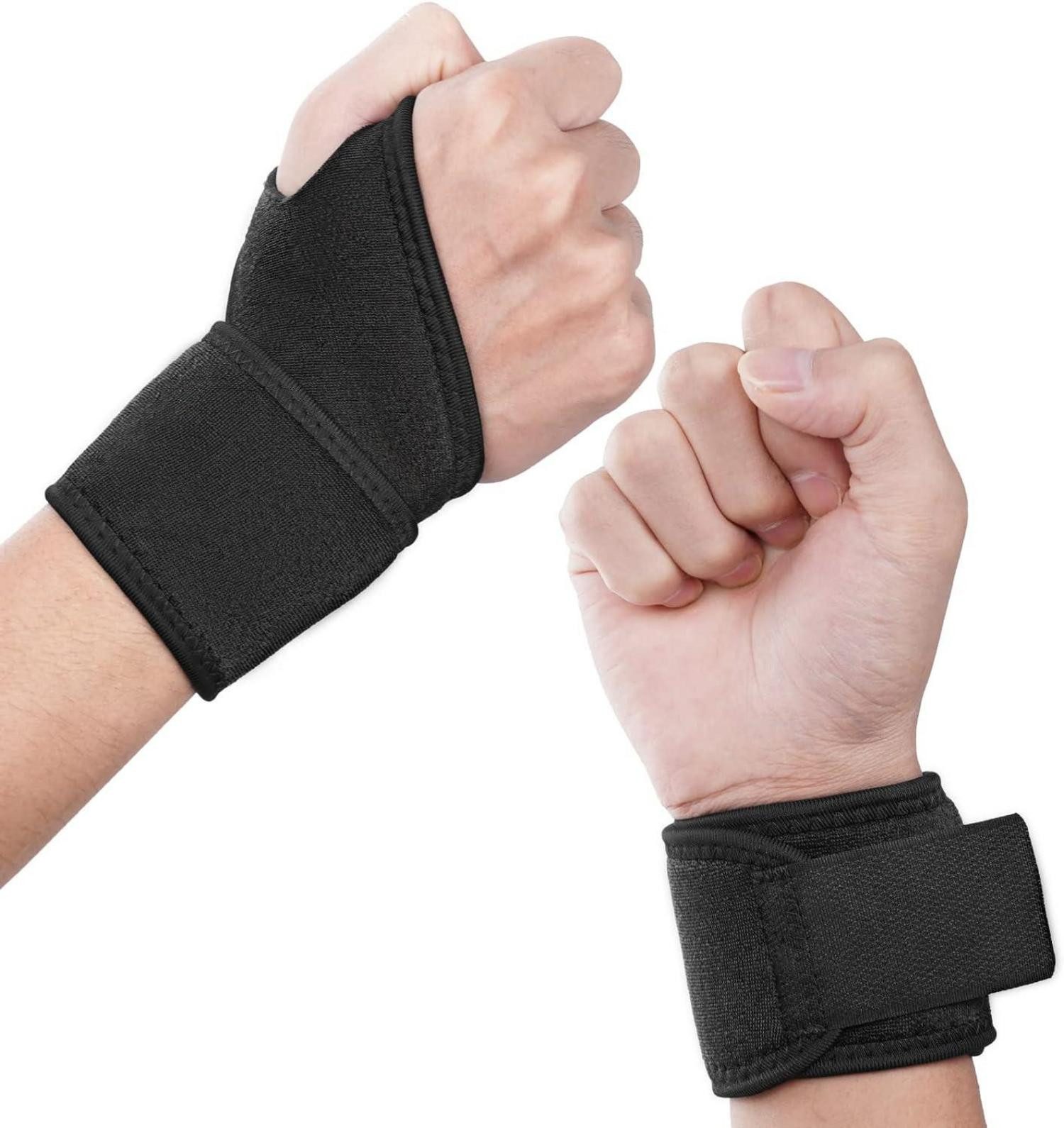 Handgelenkbandage Handgelenkbandage 2er Set Schwarz atmungsaktiv für Damen und Herren
