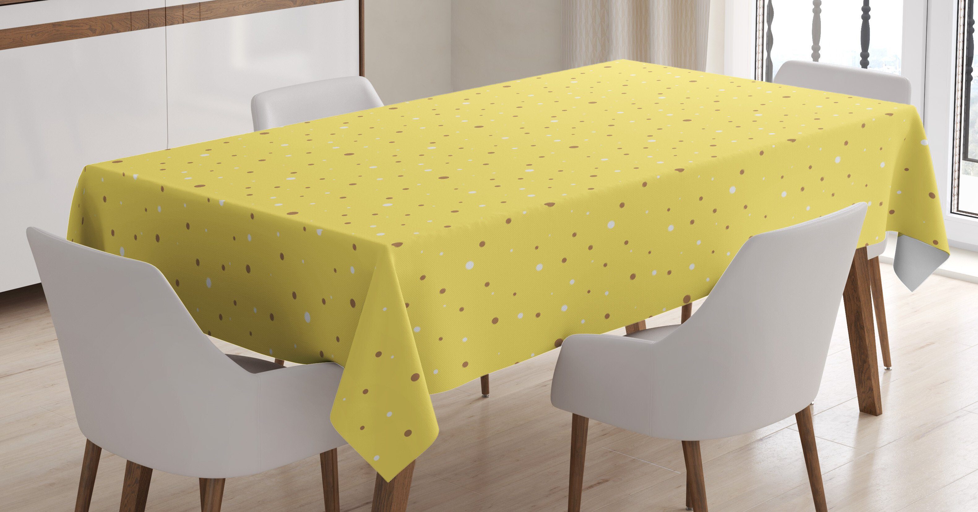 Abakuhaus Tischdecke Farbfest Waschbar Für den Außen Bereich geeignet Klare Farben, Gelbe Punkte Groß oder klein Spots