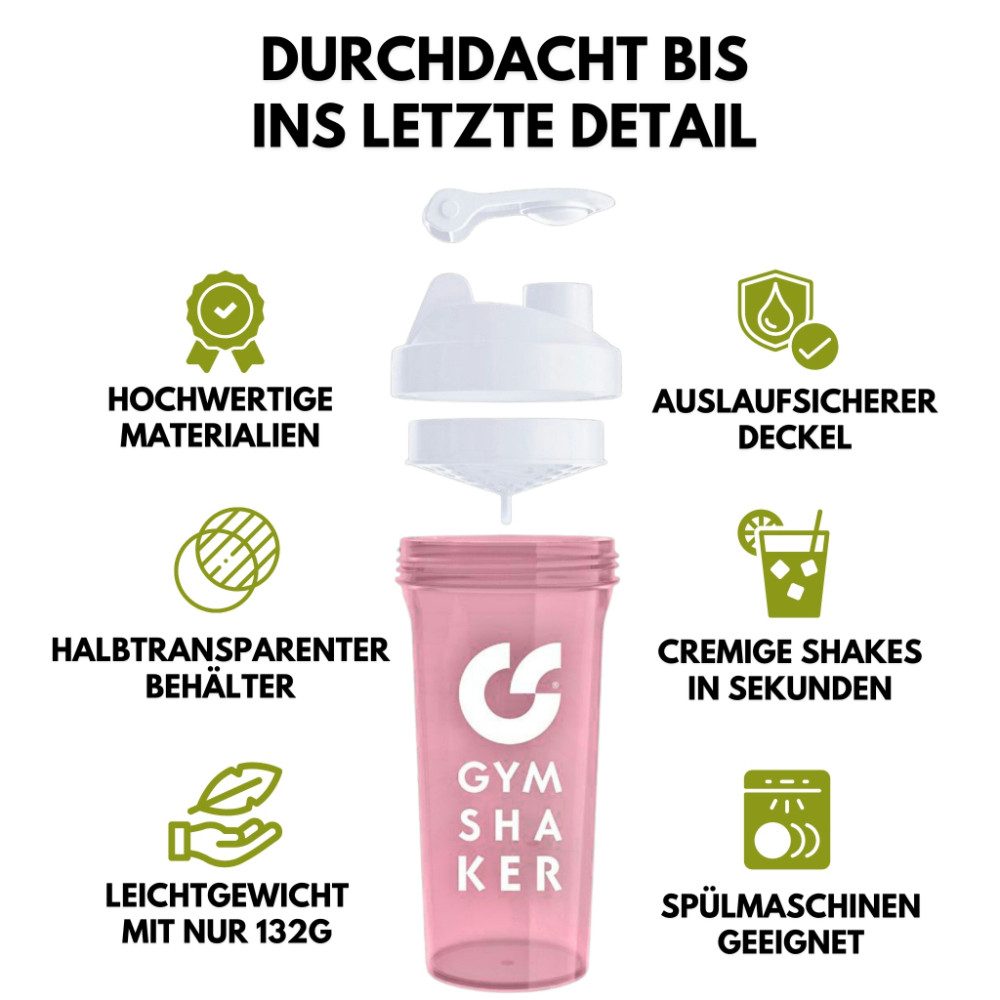 GYMSHAKER Protein Shaker - Trinkflasche für Fitness, Sport, Bodybuilding & Muskelaufbau