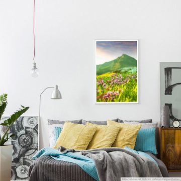 Sinus Art Poster 90x60cm Poster Grünes Hochland mit Blumenwiese Pyrenäen
