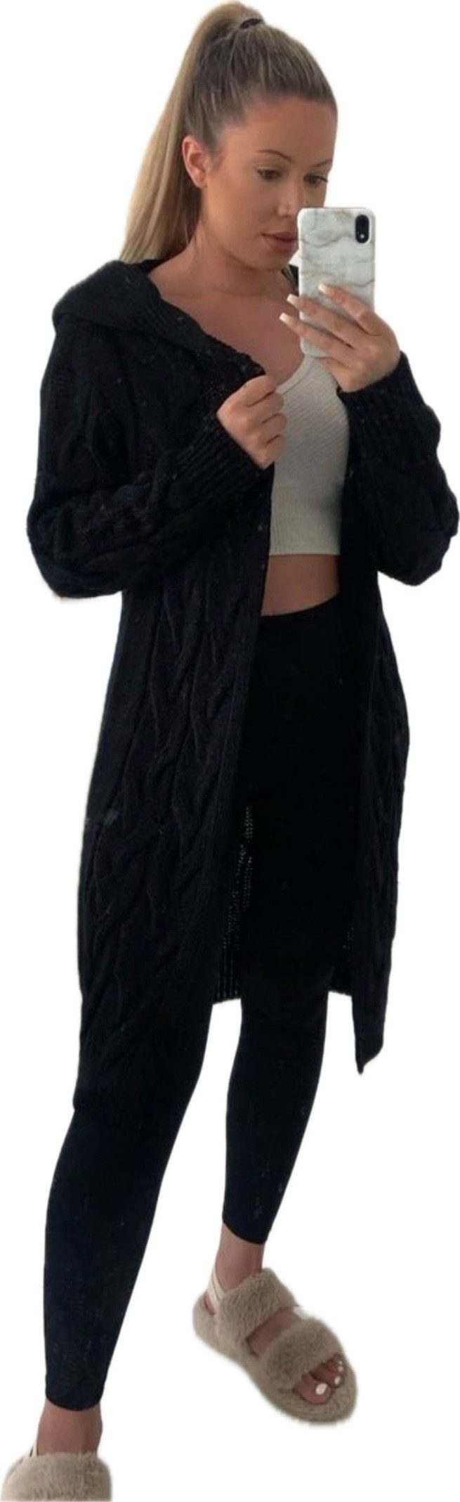 Worldclassca Kapuzenstrickjacke Worldclassca lange Strickjacke Zopfmuster günstig online kaufen