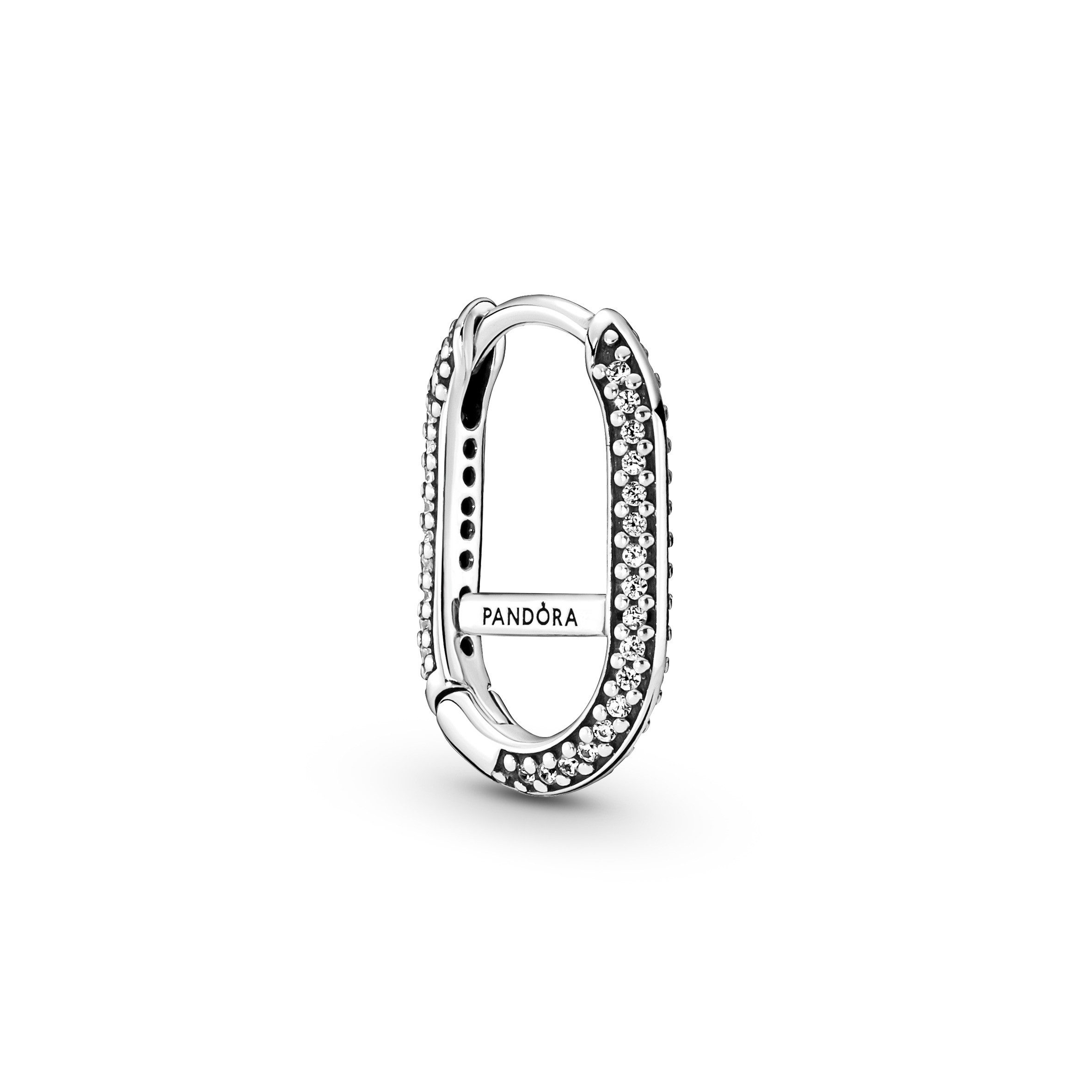 Ohrring-Set Sterling silver hoop connector earring with clear cubic zirconia