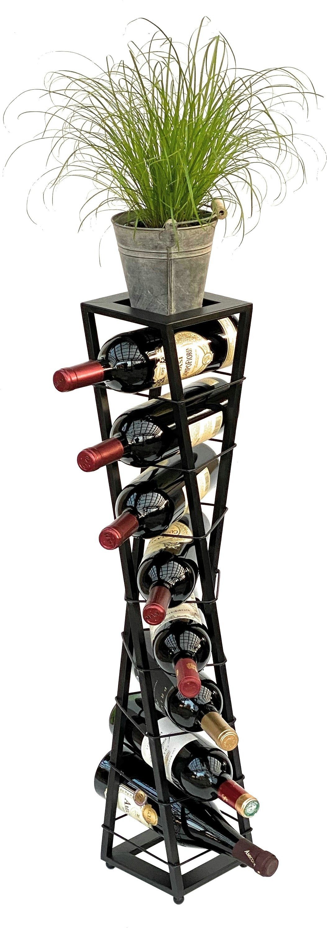 Weinregal Metall Schwarz Blumensäule Esperanza 80 cm Flaschenregal Stehend