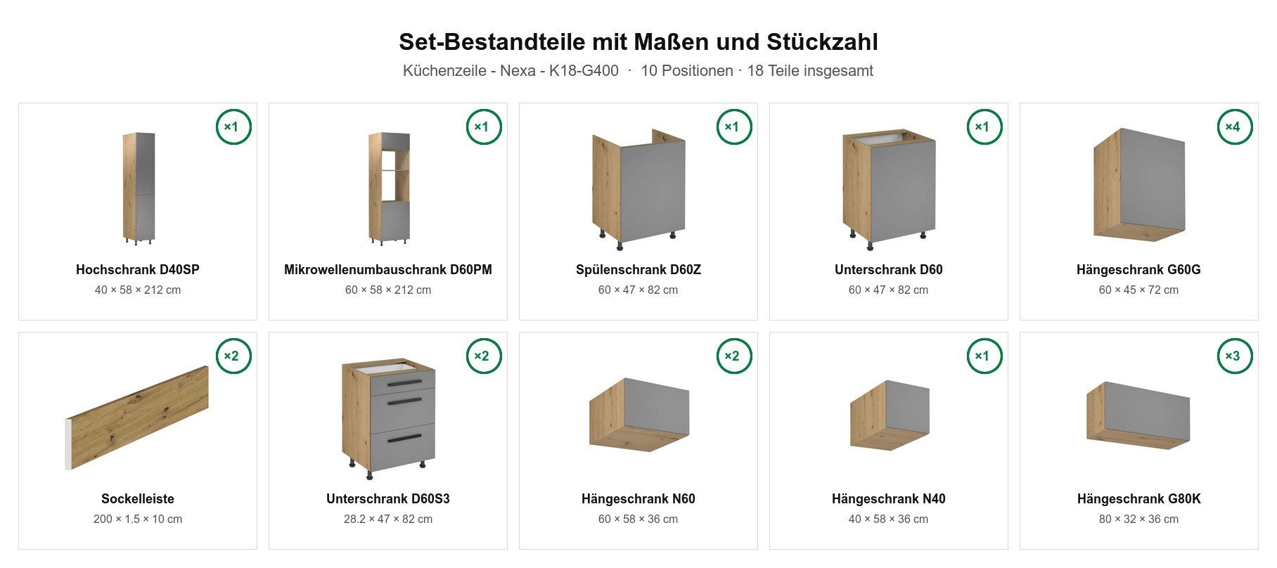 ROYAL24_MARKT Küchenzeile K18-G400 - Nexa - Luxuriöses Design mit perfekter Aufbewahrung, (Komplett Set), Premium - Modern - Exzellent. – Bild 5 von 5