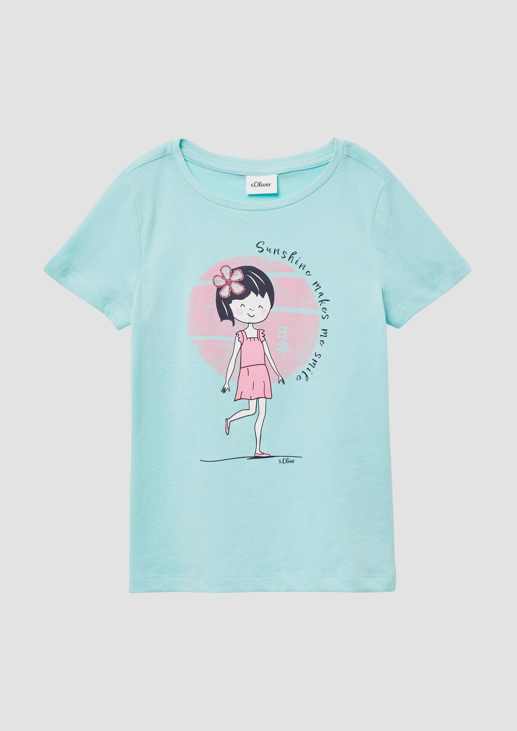 s.Oliver Kurzarmshirt T-Shirt T-Shirt mit Glitzerprint