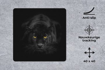 MuchoWow Gaming Mauspad Leopard - Augen - Schwarz (1-St), Mousepad mit Rutschfester Unterseite, Gaming, 40x40 cm, XXL, Großes