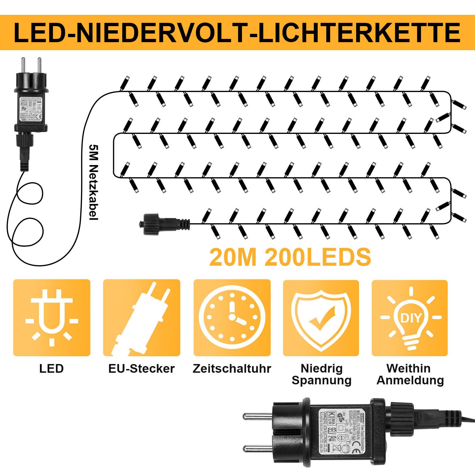 MUPOO LED-Lichterkette 20/30/50/100M Lichtervorhang 200/300/400/800 LED Lic günstig online kaufen