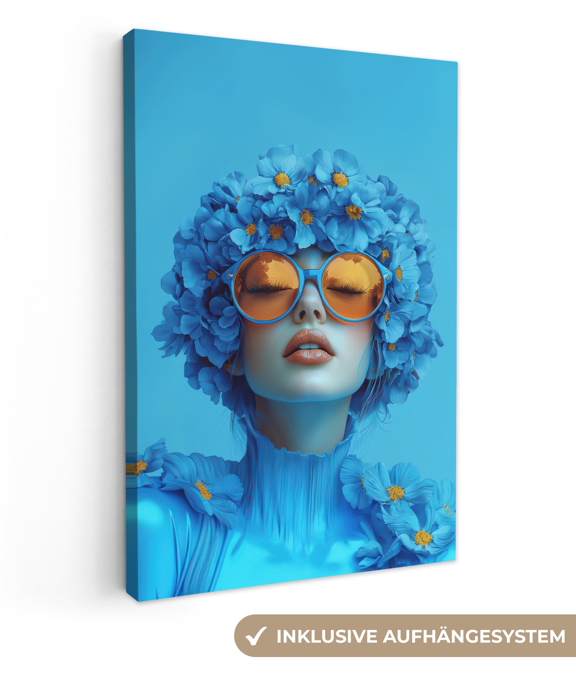 OneMillionCanvasses® Leinwandbild Frau - Blume - günstig online kaufen