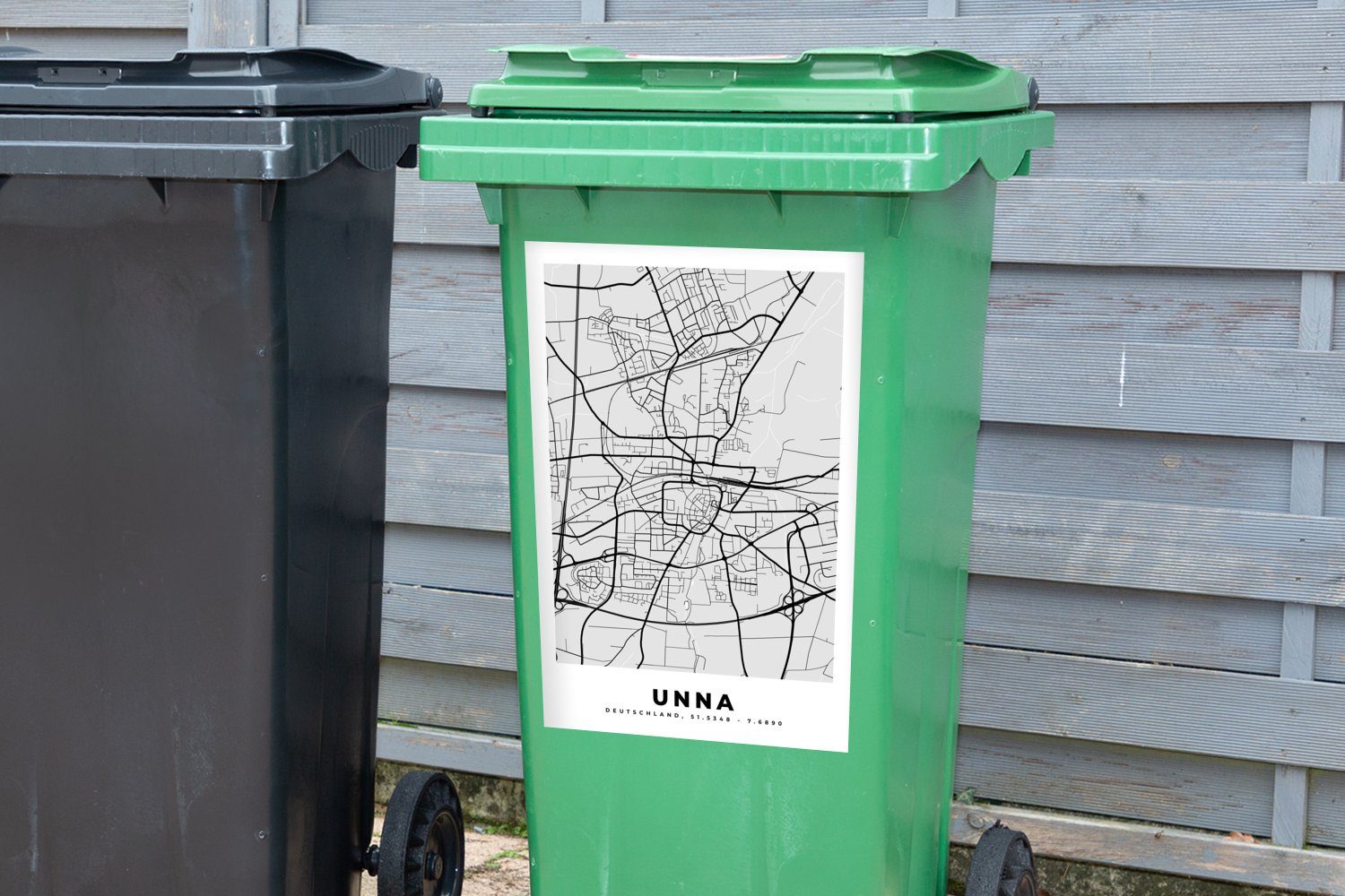 MuchoWow Wandsticker Karte - St), Container, - Unna- Mülleimer-aufkleber, Sticker, Stadtplan Abfalbehälter Mülltonne, (1 Deutschland