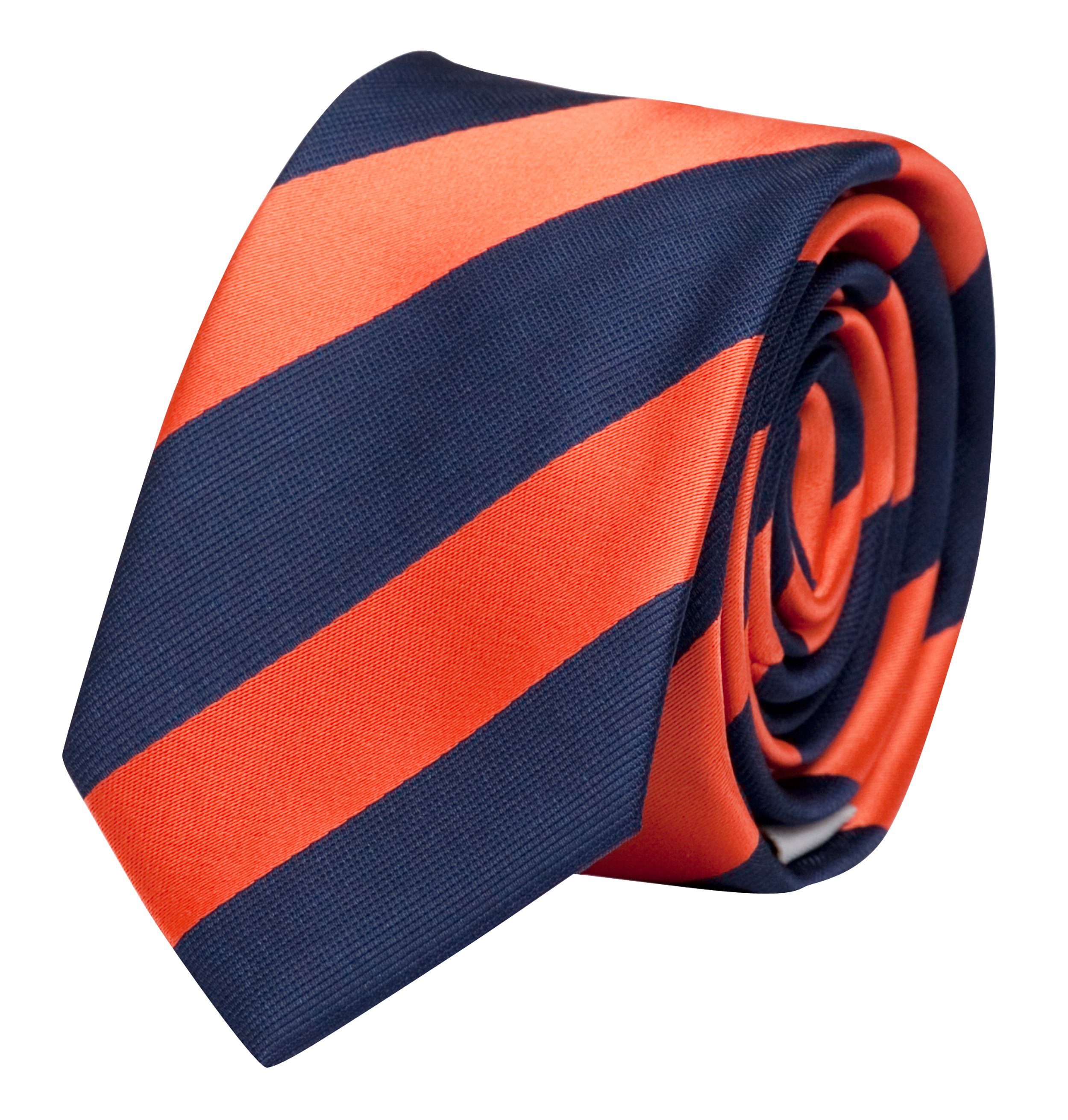 Fabio Farini Krawatte Herren Orange Box, Blue/Salmon 6cm Schlips (6cm), Very Schmal verschiedene Dunkelblau Blaue Krawatte - Blautöne - Männer (ohne Gestreift) in