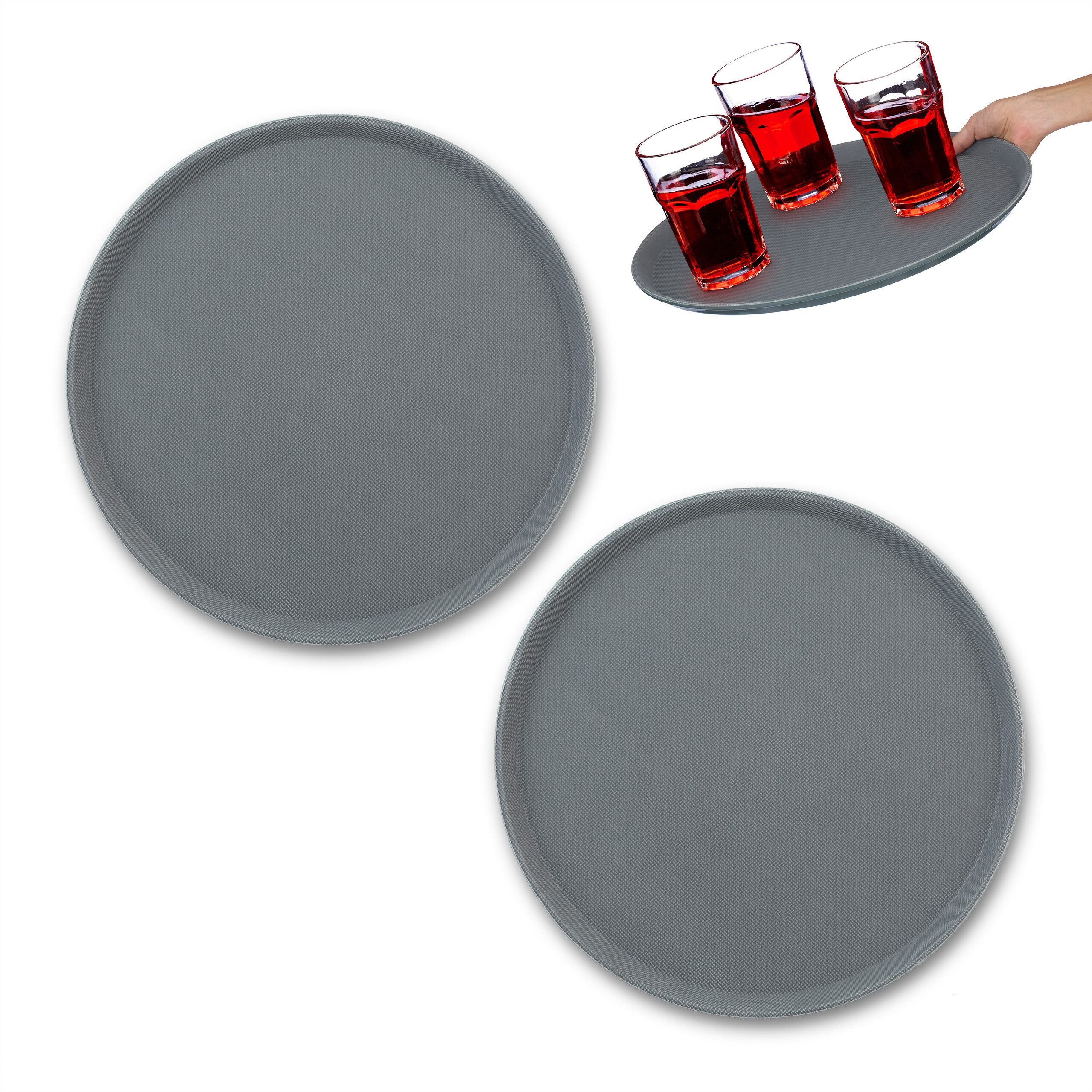 Tablett Rundes Serviertablett 2er Set 45 cm