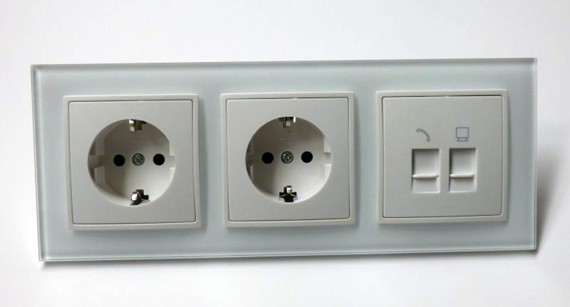 Lichtideen Schalter 7887 Abelka Nuovo weiß 1 x RJ45 - RJ11 + 2 x Schukodose (Taster, Schalter, Anennendose, Steckdose mit USB lieferbar)