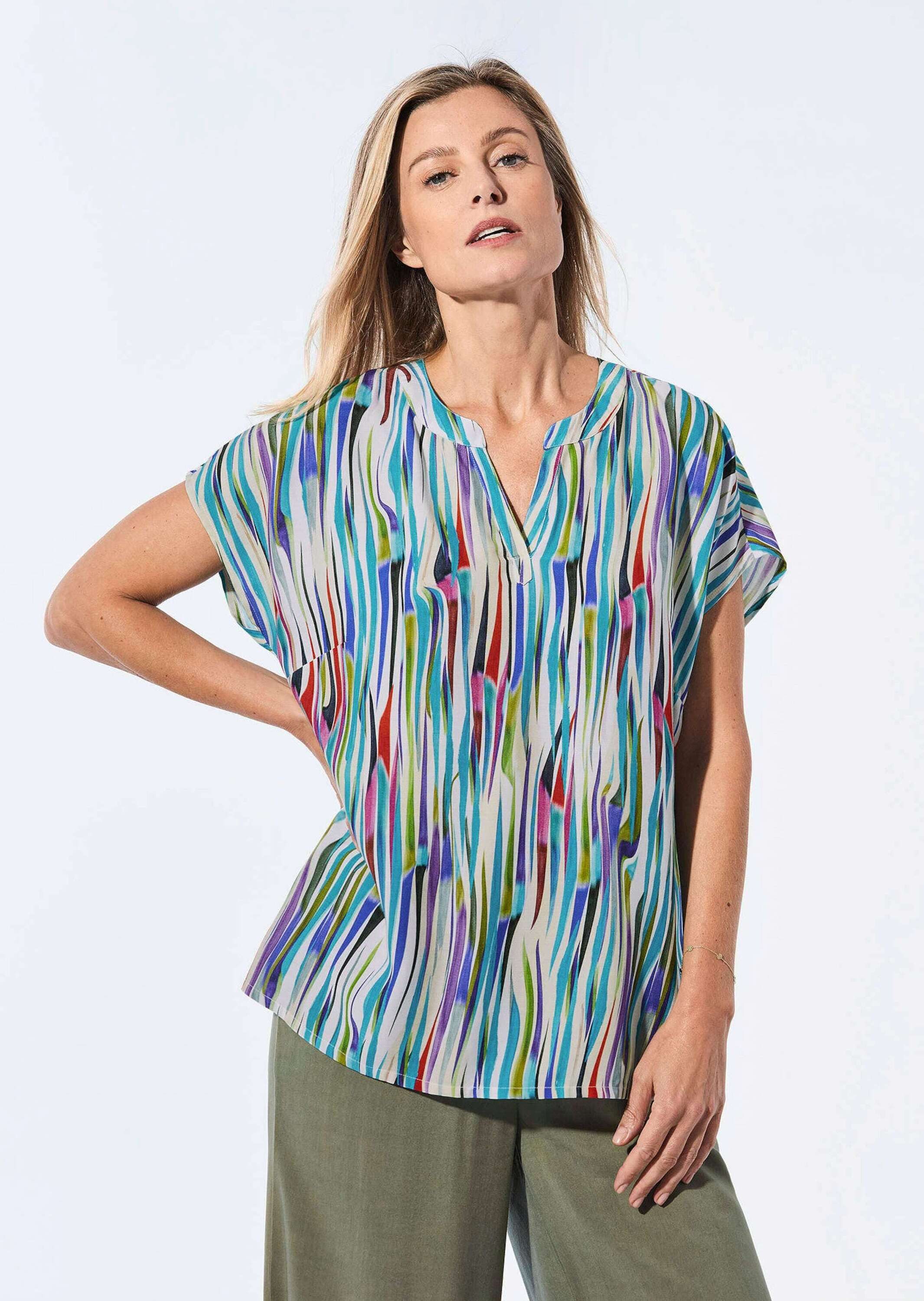 Schlupfbluse Bluse mit Tunika Ausschnitt