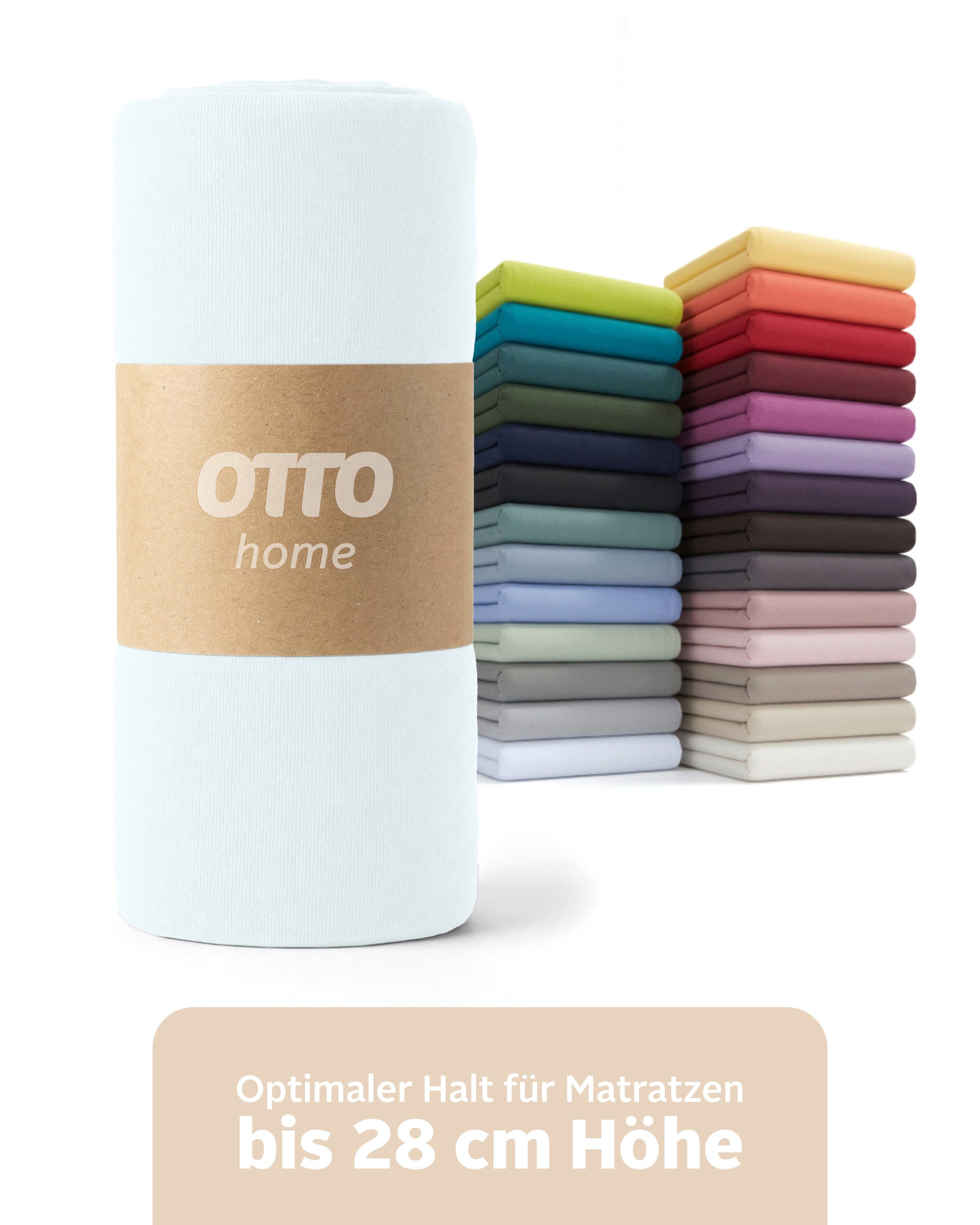 OTTO home Spannbettlaken BLACKBERRY in PREMIUM und BASIC Qualität, 100% Baumwolle, Jersey (110 g/m), Gummizug: rundum, (1 Stück), für hohe Matratzen bis 28 cm, Bettlaken, Spannbetttuch, Boxspring