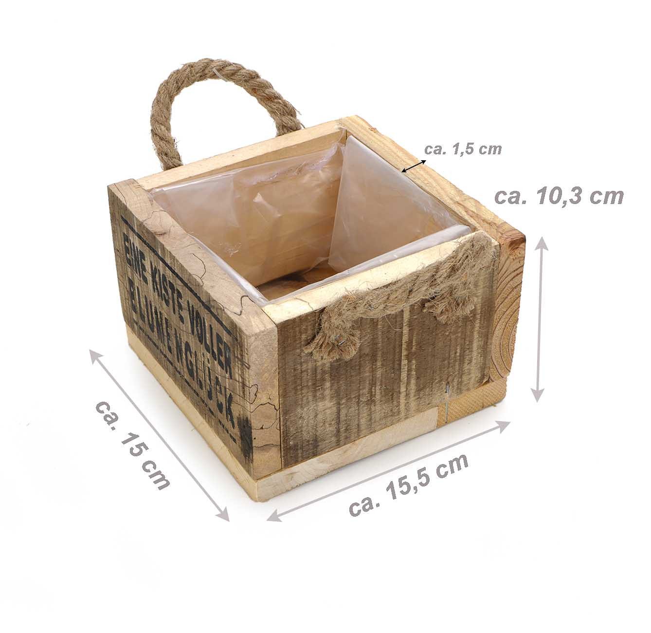 Thumbnail - Bubble-Store Balkonkasten Holz Pflanzkasten (Aufdruck Eine Kiste voller Blumenglück), Holz Blumenkiste