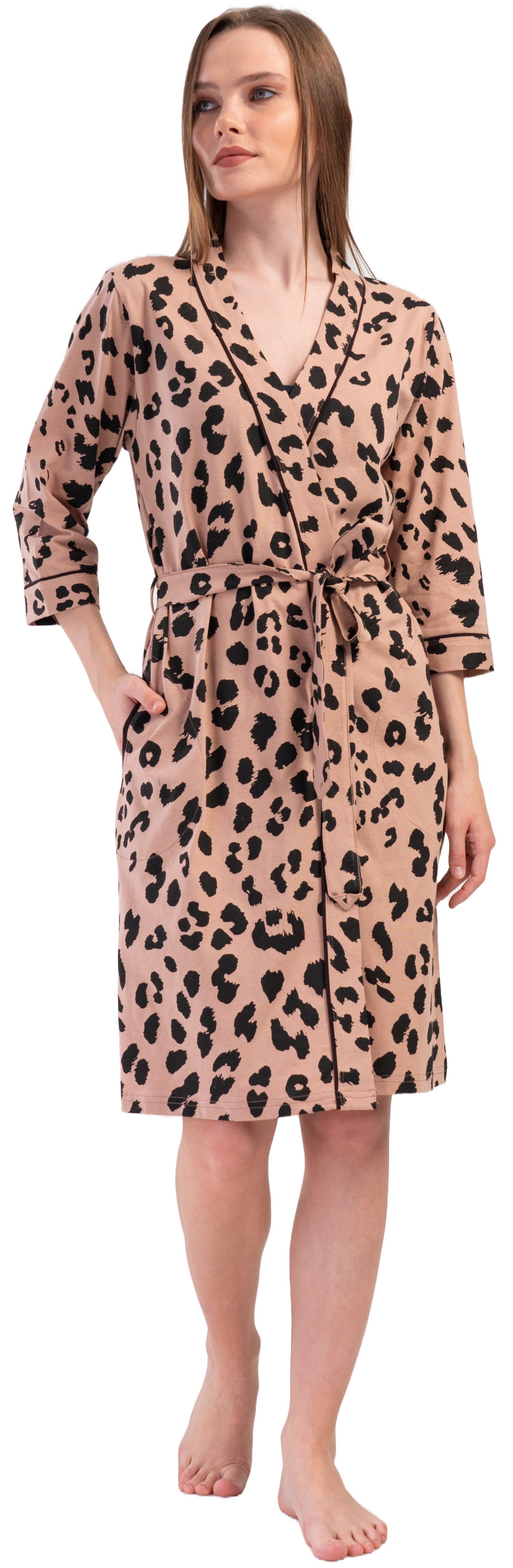 Vienetta Kimono Damen Hausmantel Animal Print, günstig online kaufen