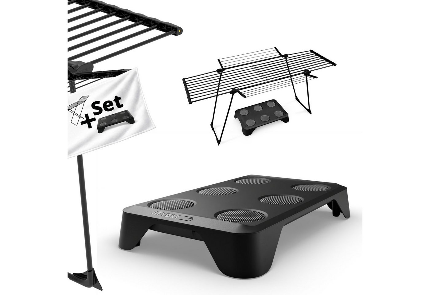 HEYDRY Elektrischer Wäschetrockner HEYDRY Lüfter für Wäscheständer, schnell & energiesparend trocknen, Made in Germany, mobiler Ventilator