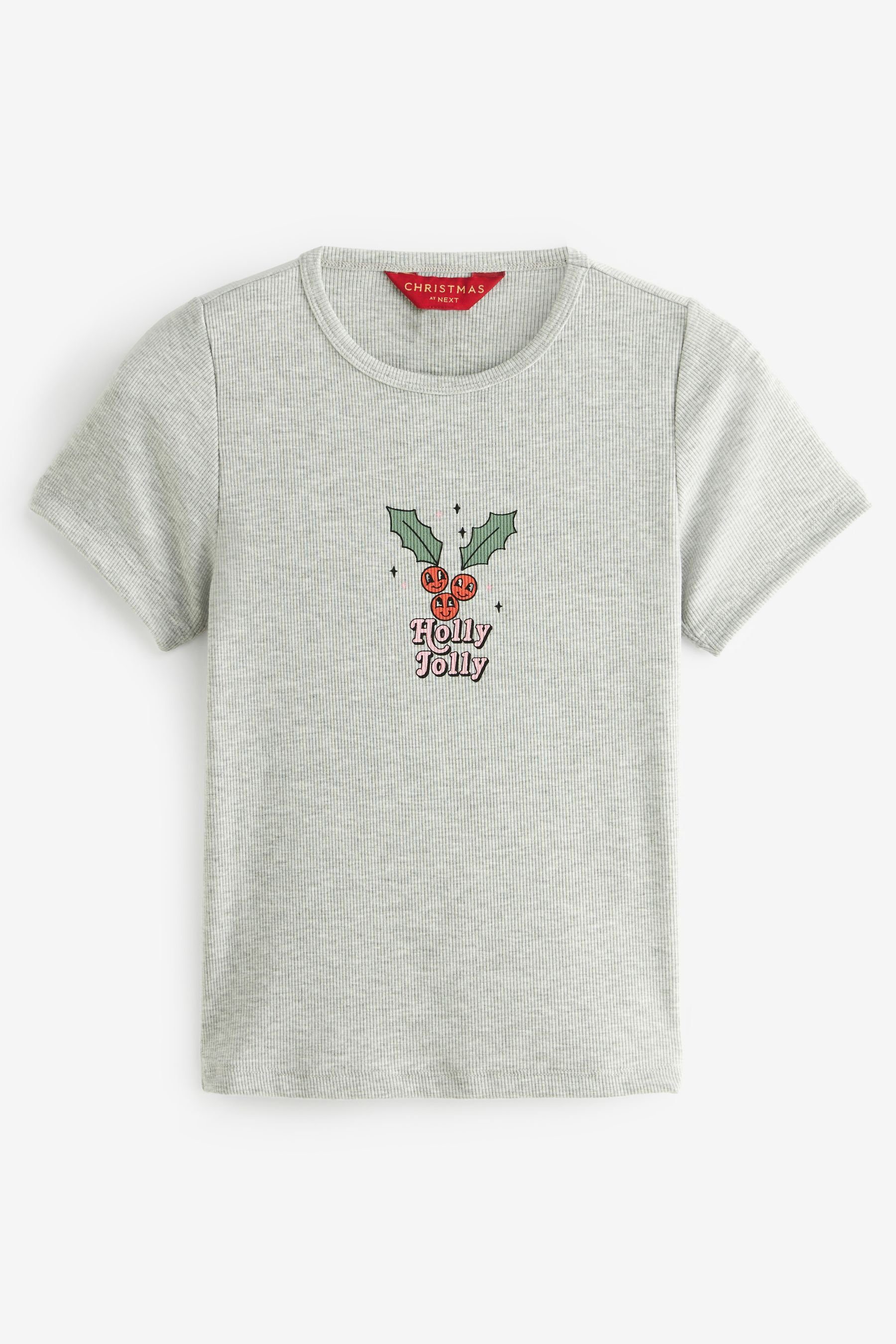 Next T-Shirt Weihnachts-T-Shirt, Holly-Jolly-Grafik (1-tlg)