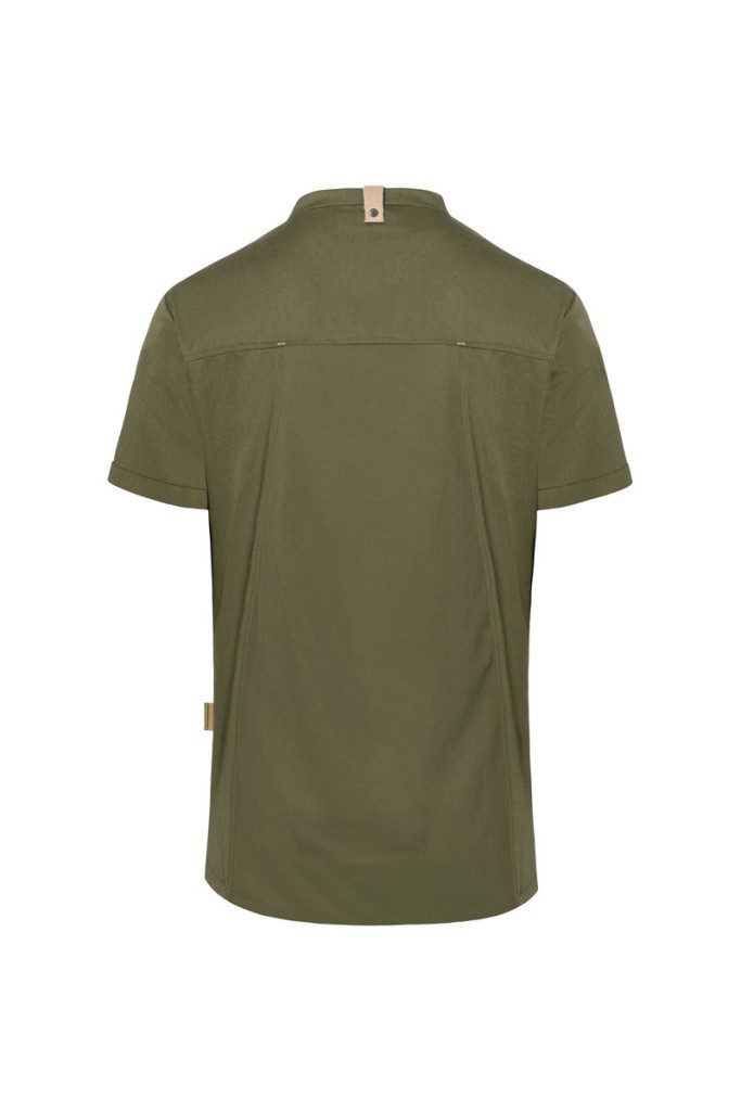 Karlowsky Fashion Kochjacke KARLOWSKY Herren Kochjacke GREEN Kurzarm Modern Fit Moosgrün