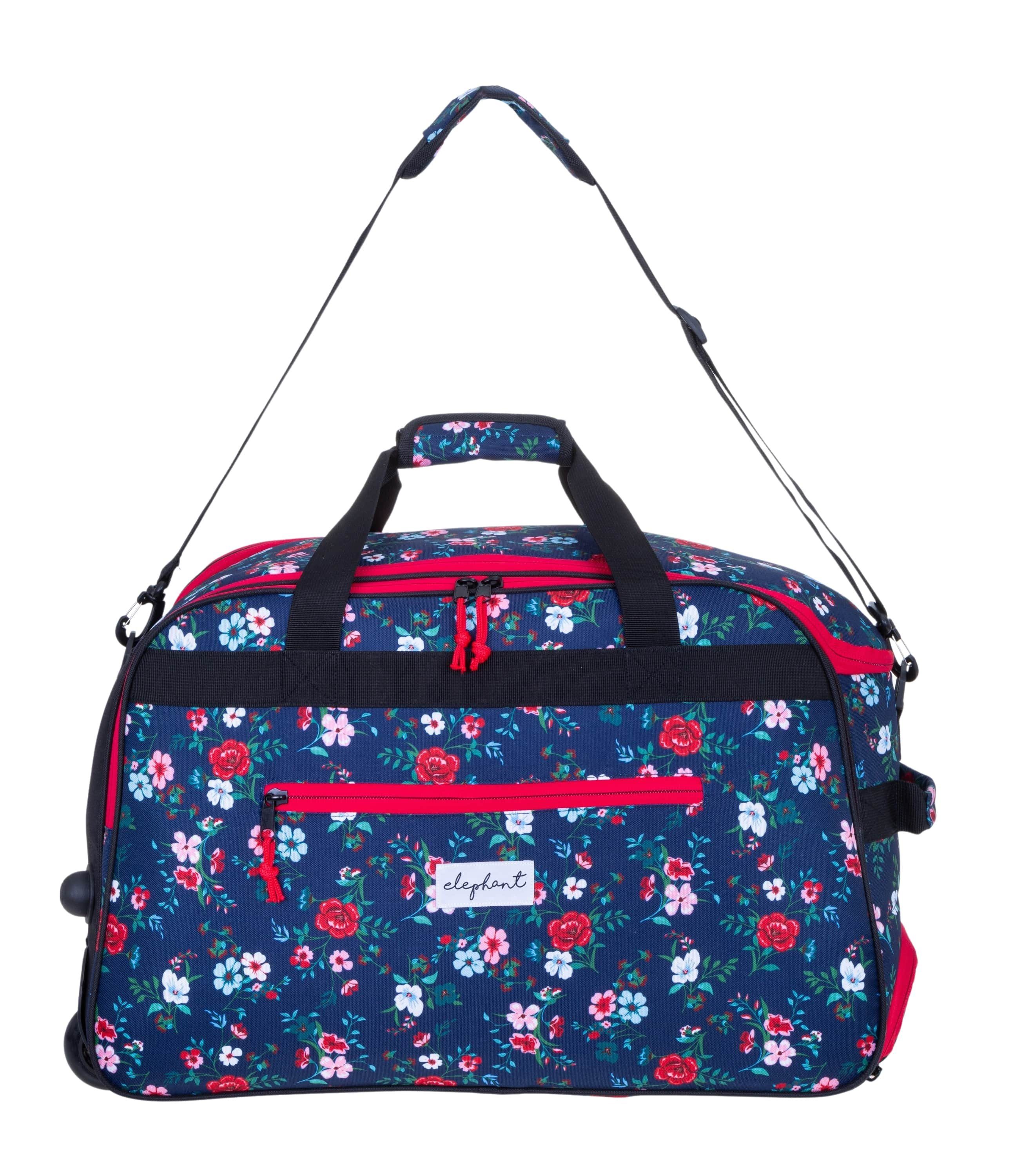 ELEPHANT Trolley Reisetasche Damen Duffle Bag Travel Reisetrolley 55 cm Flower, Weekender Sauna Reise Sport Trolly Tasche Rollen – Bild 3 von 5