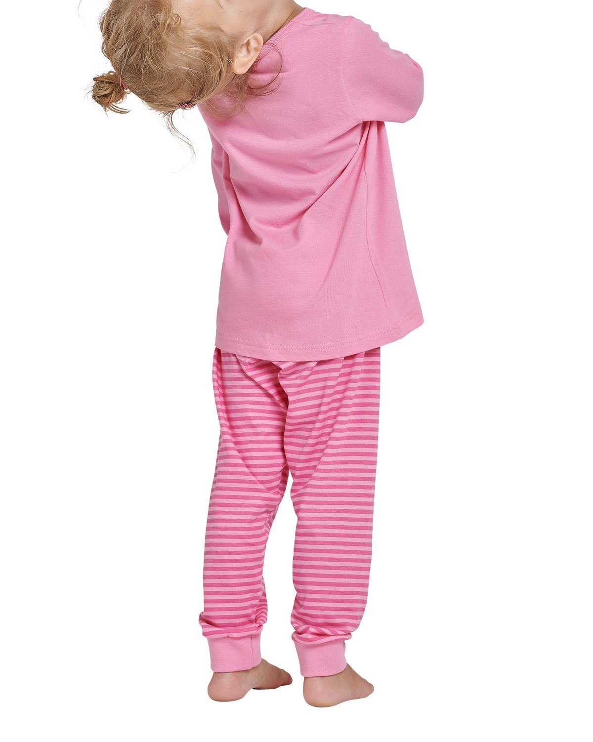 Schiesser Pyjama rosa - Mädchen Schlafanzug langarm, Baumwolle Kinder,