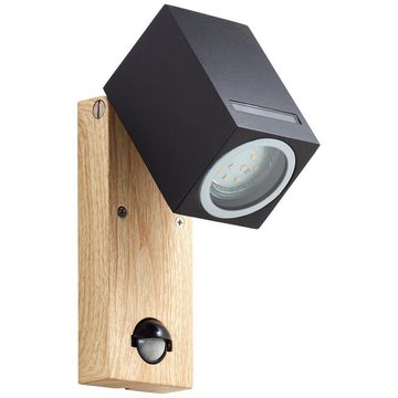 Brilliant LED Außen-Wandleuchte Galeni, Bewegungsmelder, Lampe Galeni Außenwandleuchte Bewegungsmelder schwarz/natur 1x PAR51