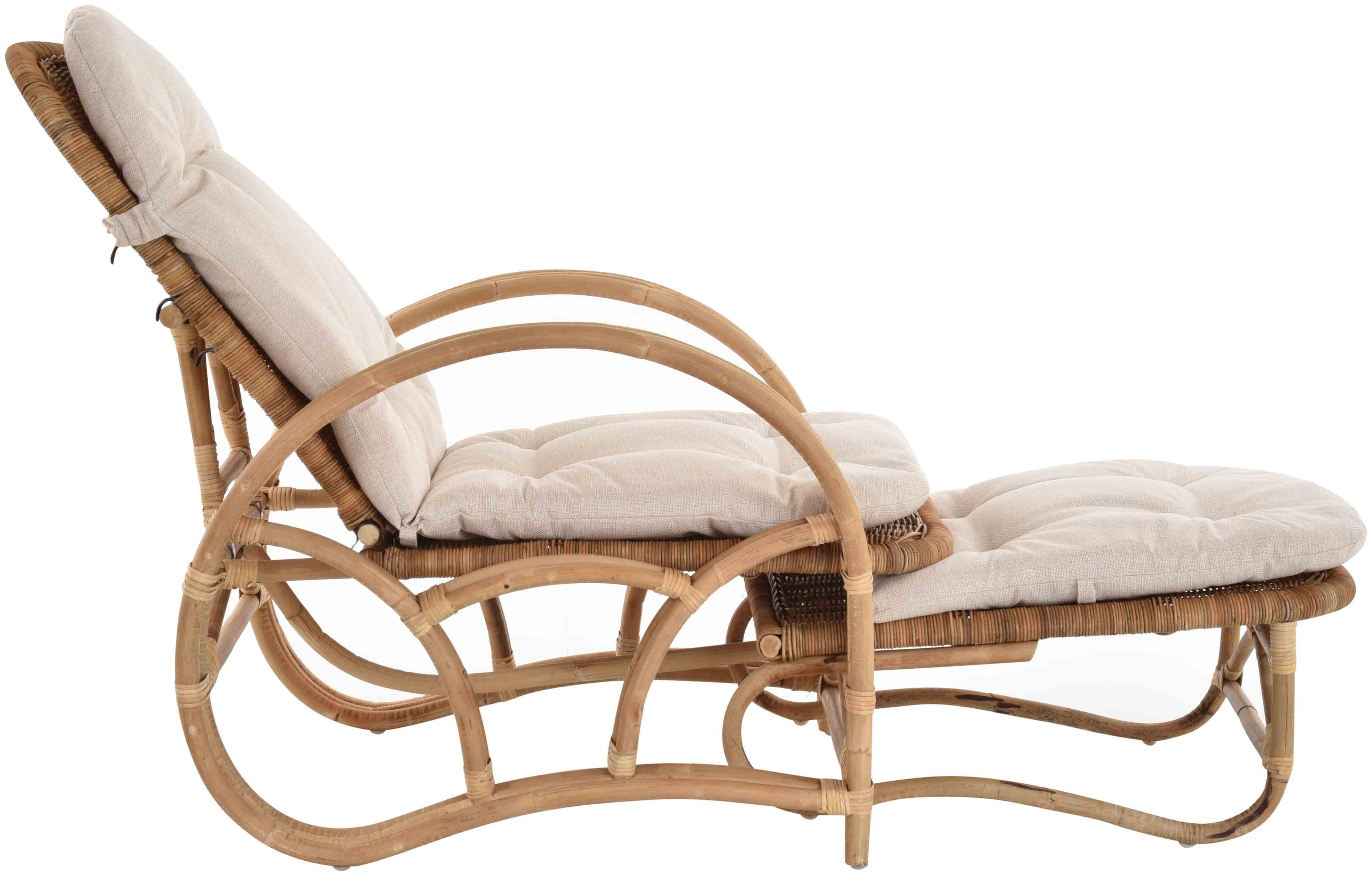 Krines Home Loungesessel Rattanliege Liegesessel klappbar mit Hocker Relax Liegestuhl Liege, mit Relaxfunktion