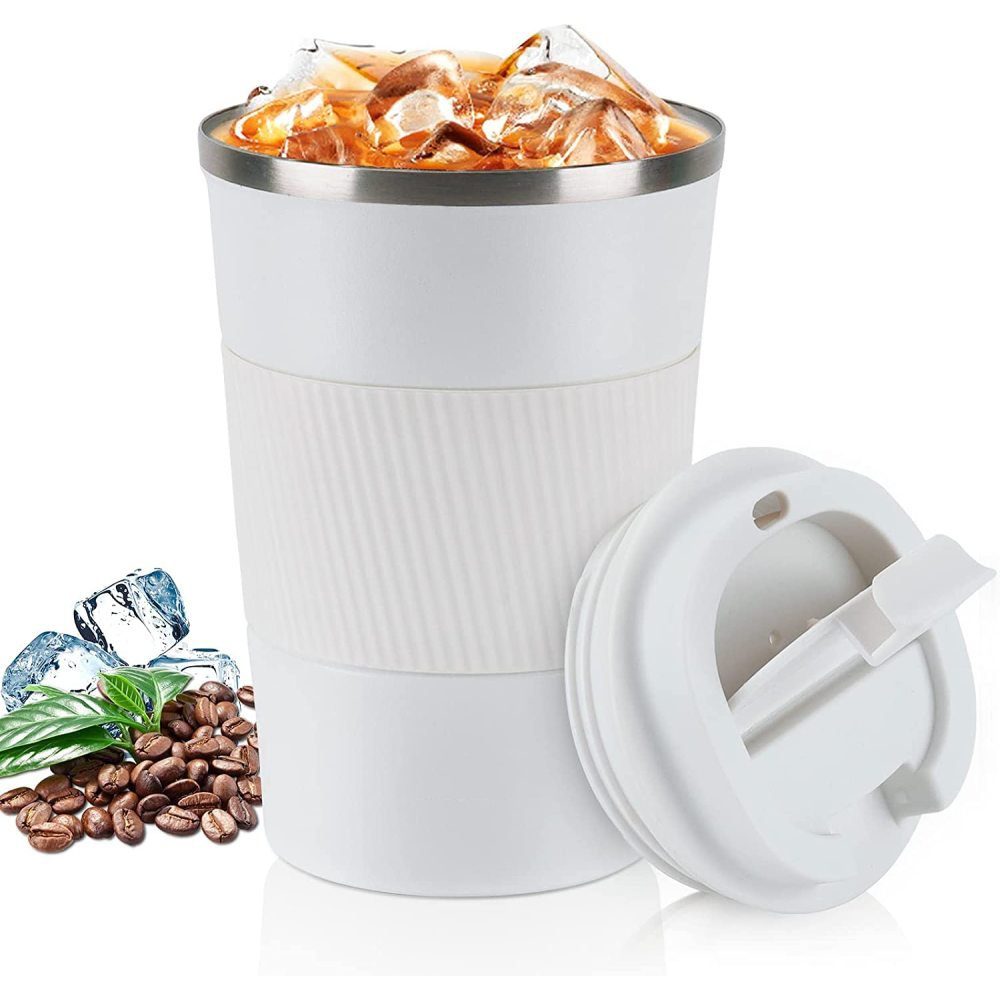 Gummierte Kaffeebecher Edelstahl, Zeaicos Becher Thermobecher aus mit Manschette