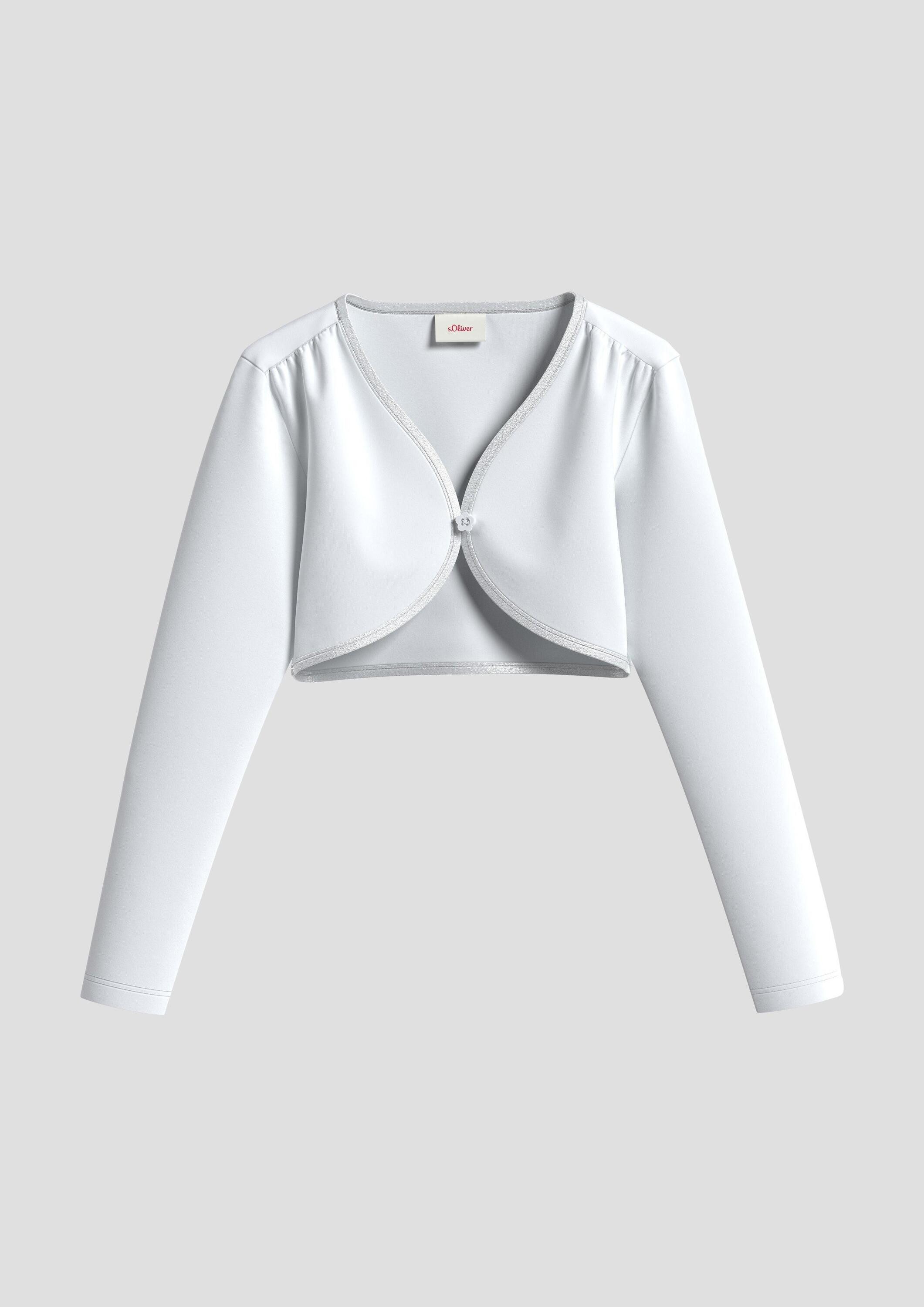 s.Oliver Langarmshirt T-Shirt Bolero mit Blumenknopf