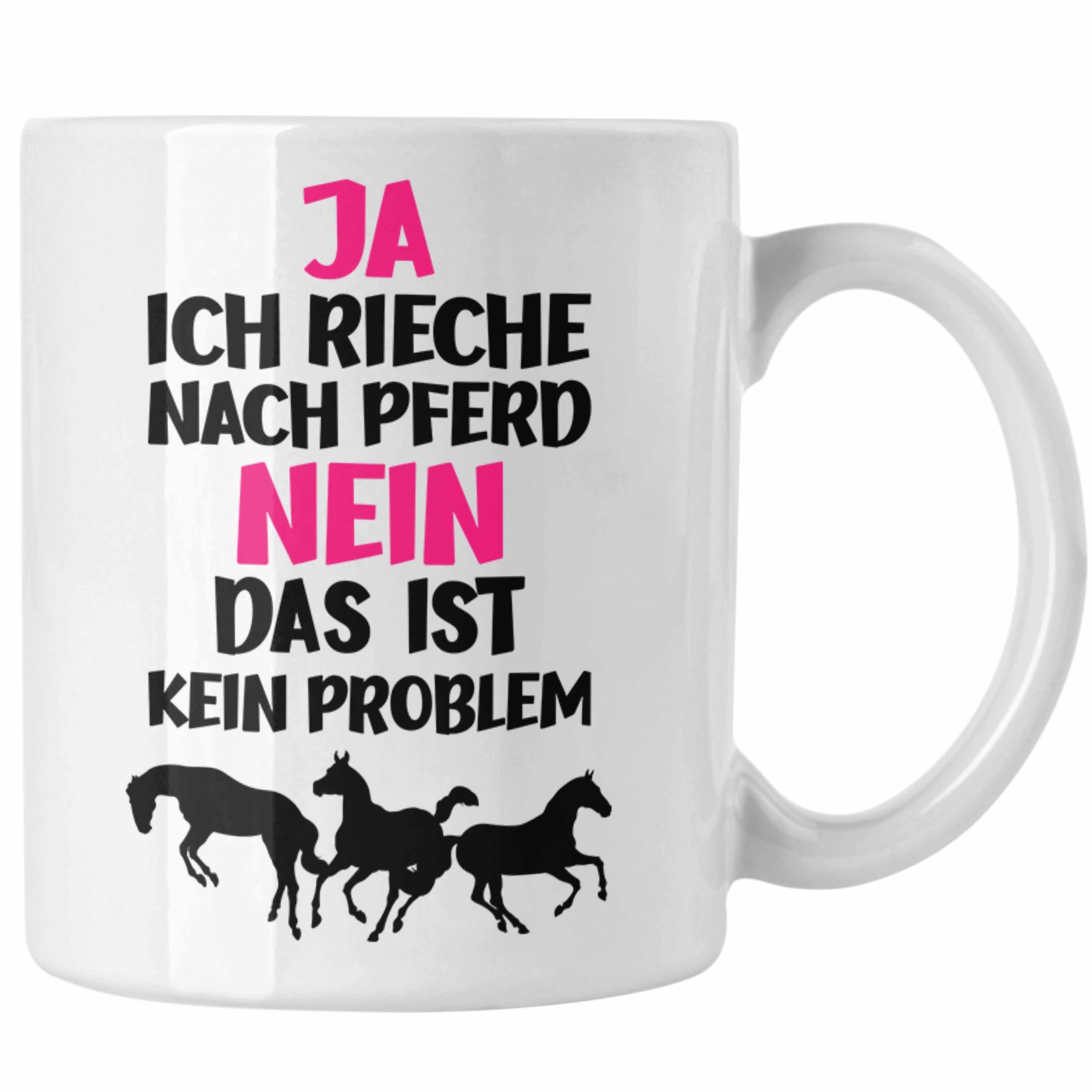 Trendation Tasse Trendation - Reiterin Mädchen Pferde Geschenk Tasse Reiten Reiterin Kinder Becher Spruch Lustig Geburtstag Geschenkidee Weiss