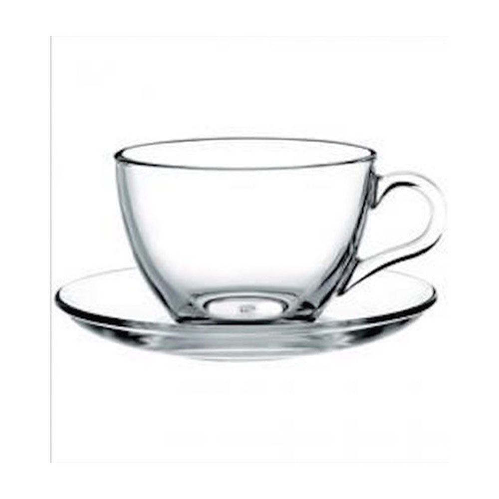 nurso Gläser-Set Glastasse glasklar 238 ml 6er Set 12 Stück 6 X Tassen mit 6 X Untertel