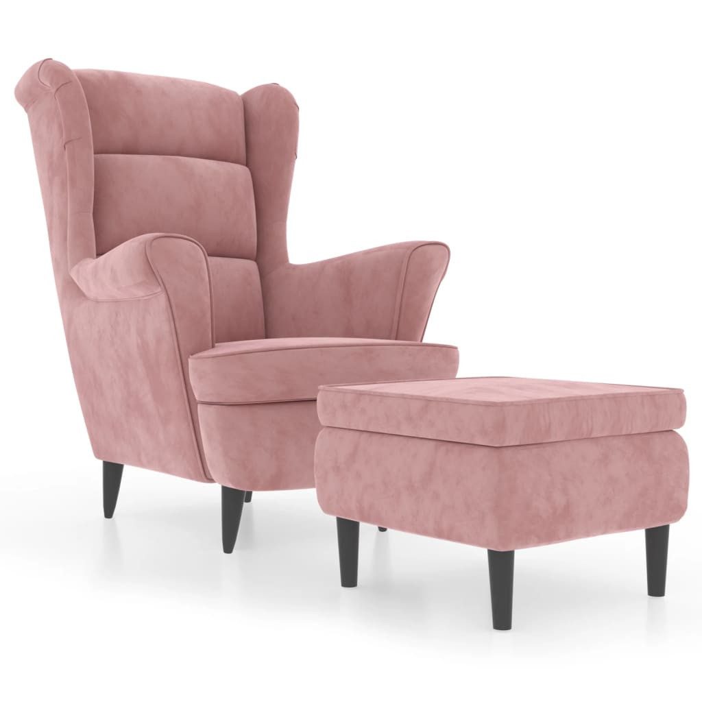 vidaXL Ohrensessel, mit Hocker Rosa Samt