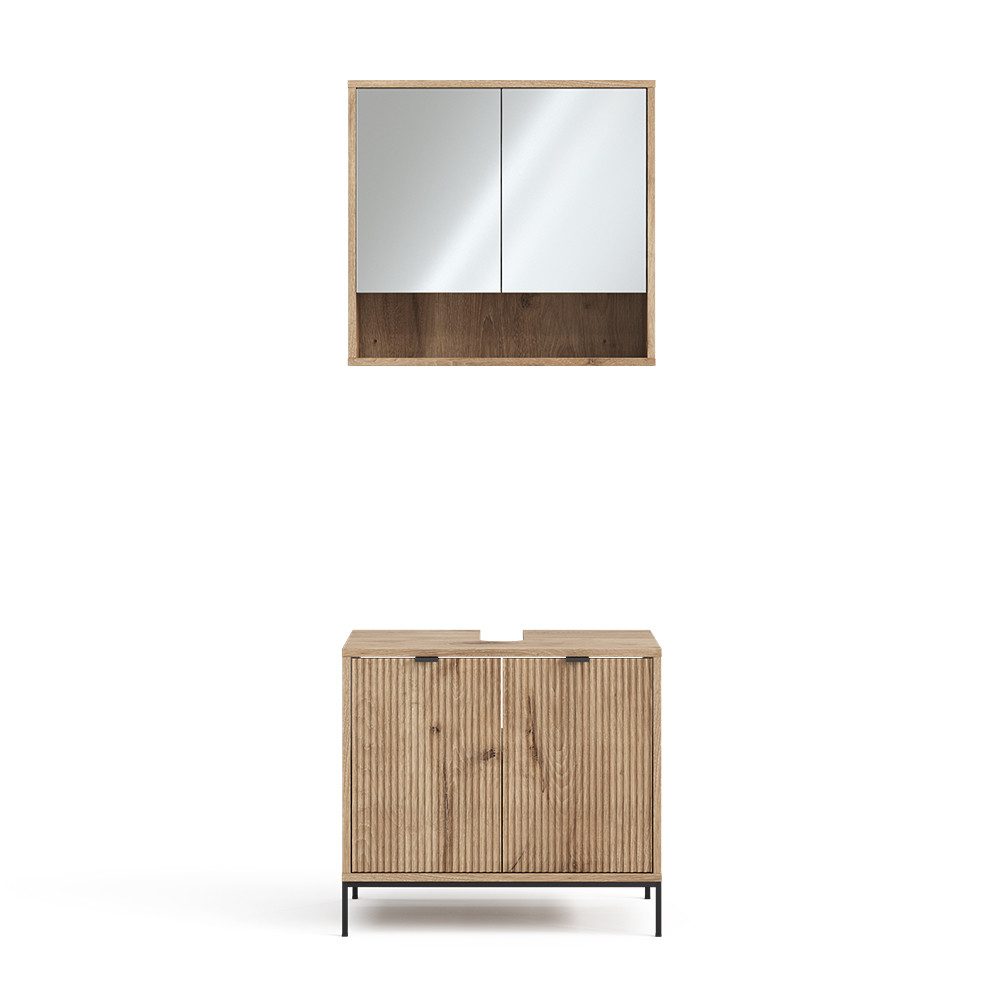 Vicco Badmöbel-Set Eliza, Viking Oak, 2 Teile, (2-St., 2er Set)