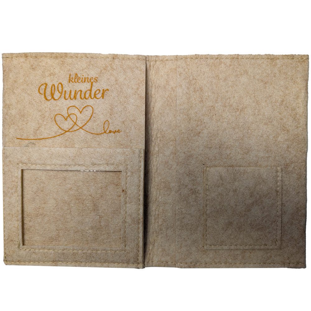 Mel-O-Design Mutterpass-Hülle Mutterpass Hülle Schutzhülle beige, grau aus Polyester Filz aus Polyester Filz, mit vielen Funktionen, mit schöner Stickerei