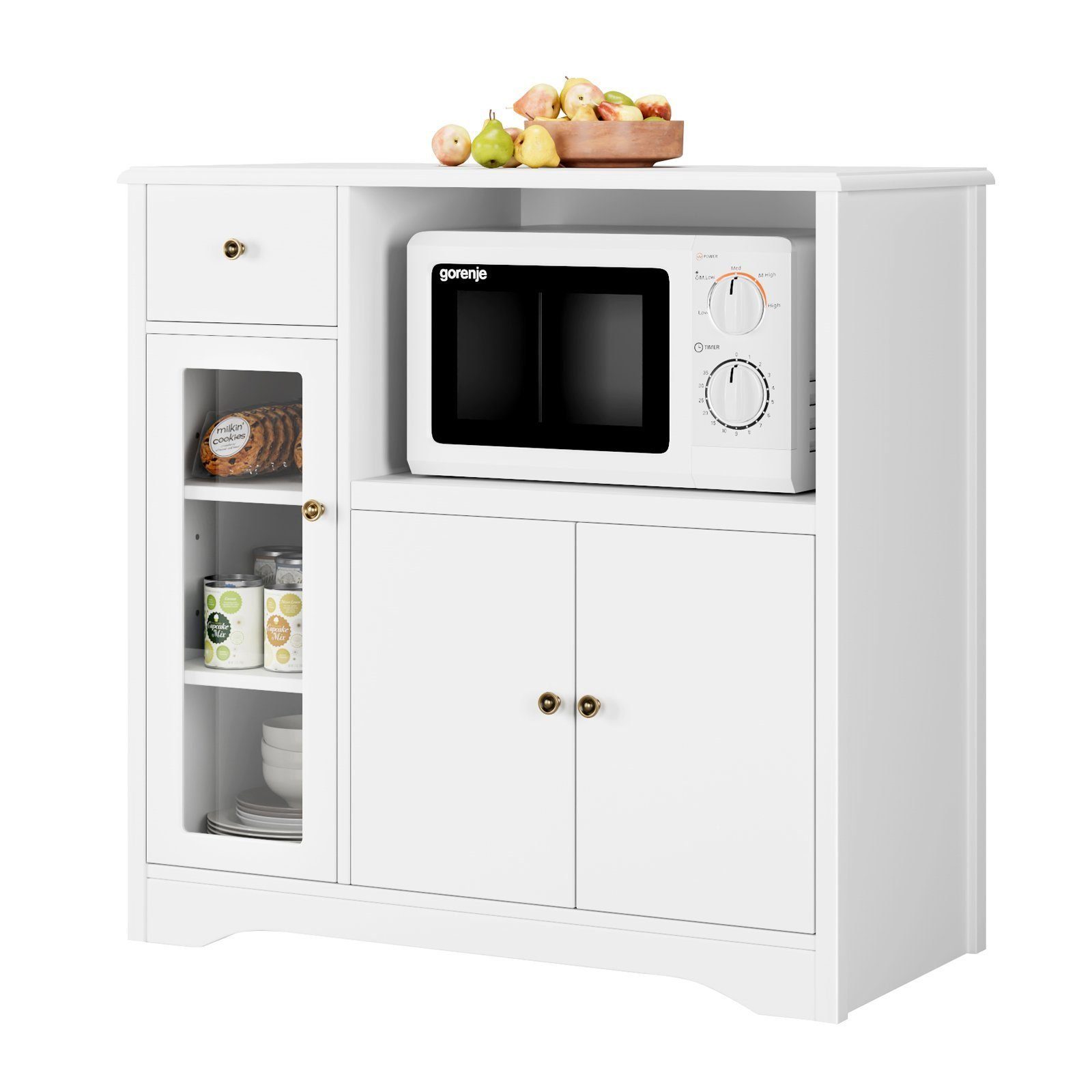 HOMECHO Buffet Küchenschrank weiß Mikrowellenregal mit günstig online kaufen