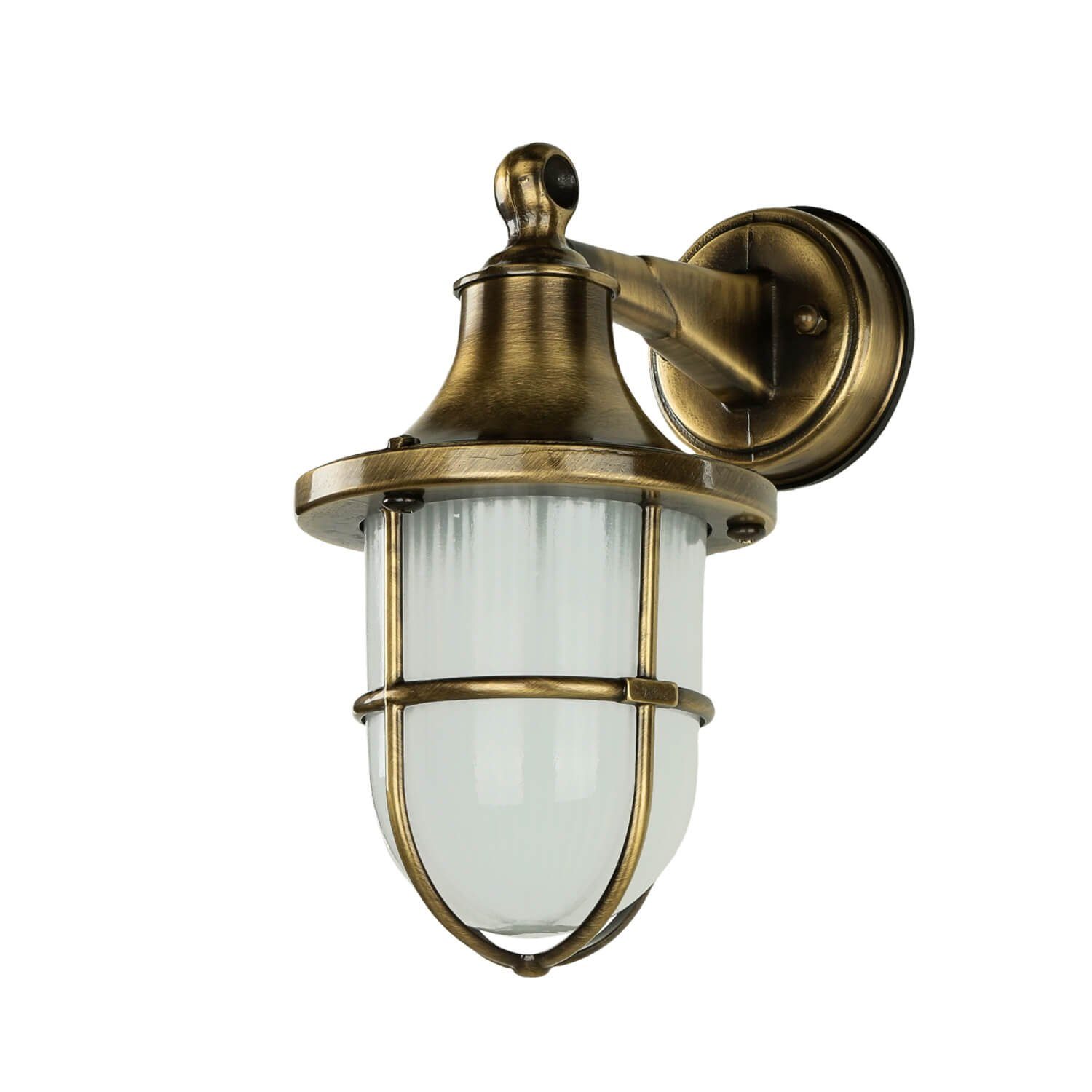 Licht-Erlebnisse Außen-Wandleuchte SANTORIN, ohne Leuchtmittel, Außen Wandlampe Messing massiv Maritim IP64 Schiffslampe
