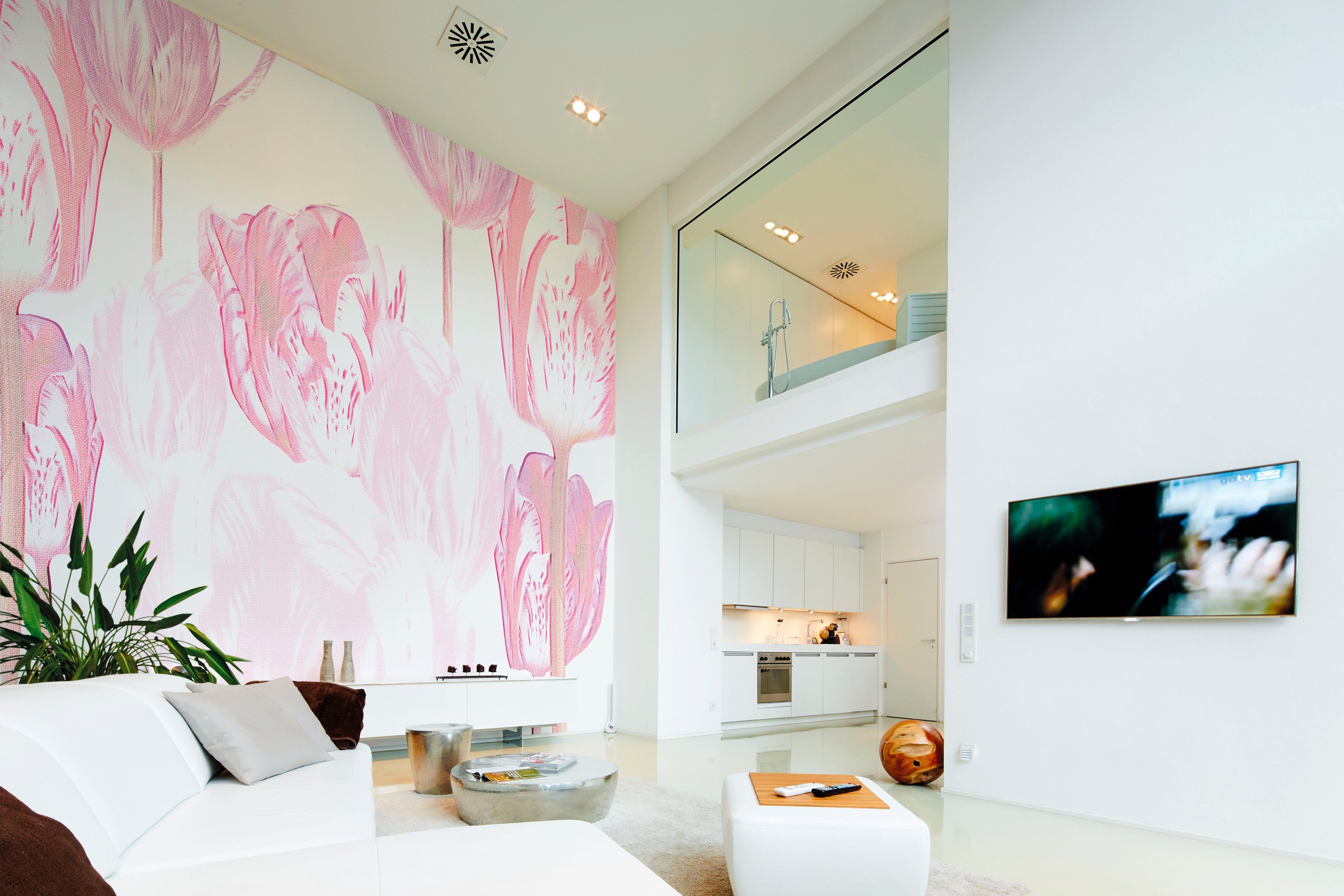 Architects Paper Fototapete Atelier glatt, St), Decke 47 Artwork Vlies, rosa/weiß/creme Schräge, 1, floral, (4 Wand, Tulip