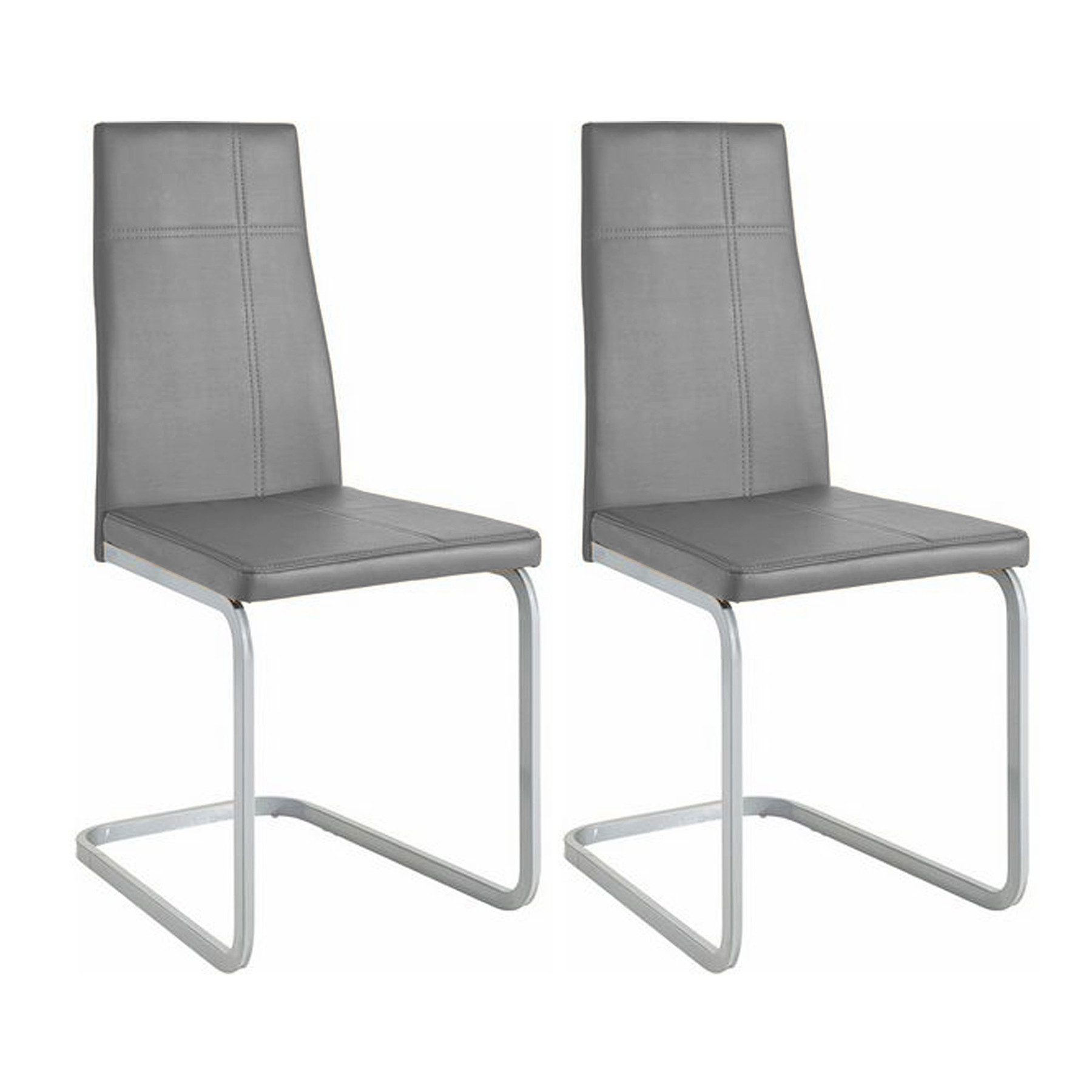 riess-ambiente Freischwinger ORLANDO grau · Esszimmerstühle aus Kunstleder mit Metallgestell (Set, 2 St), Bürostühle · Set · Wippfunktion · Ziernähte · Modern Design · Stahl