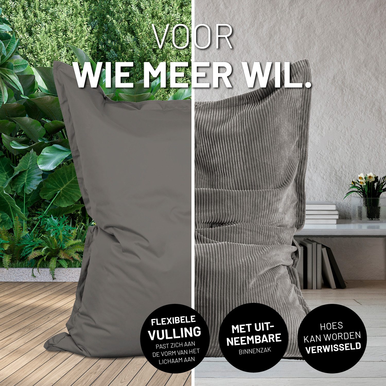 Lumaland Sitzsack Classic XXL All-in-One Set - 2 Bezüge (In-/Outdoor) - 140x180 cm
