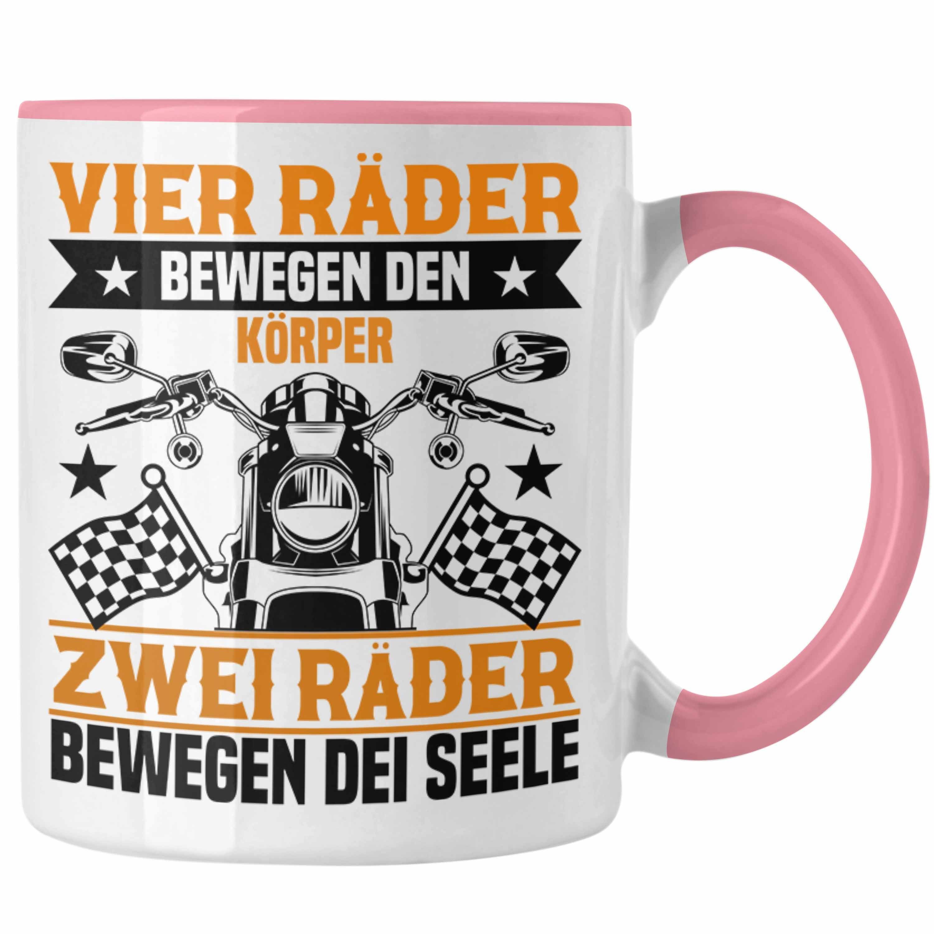 Trendation Tasse Trendation - Motorradfahrer Bewegen Rosa Geschenk Die Seele Zwei Männer Geschenkidee für Räder Spruch Tasse Motorrad Grafik Lustige