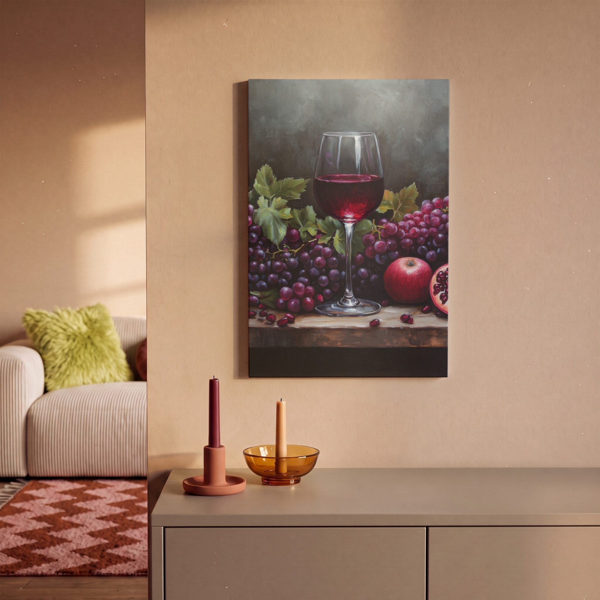 OneMillionCanvasses® Leinwandbild Wein - Obst - Stilleben, Fotodruck (1 St), Wandbild, Deko Schlafzimmer Wohnzimmer Flur 20x20 cm – Bild 2 von 5