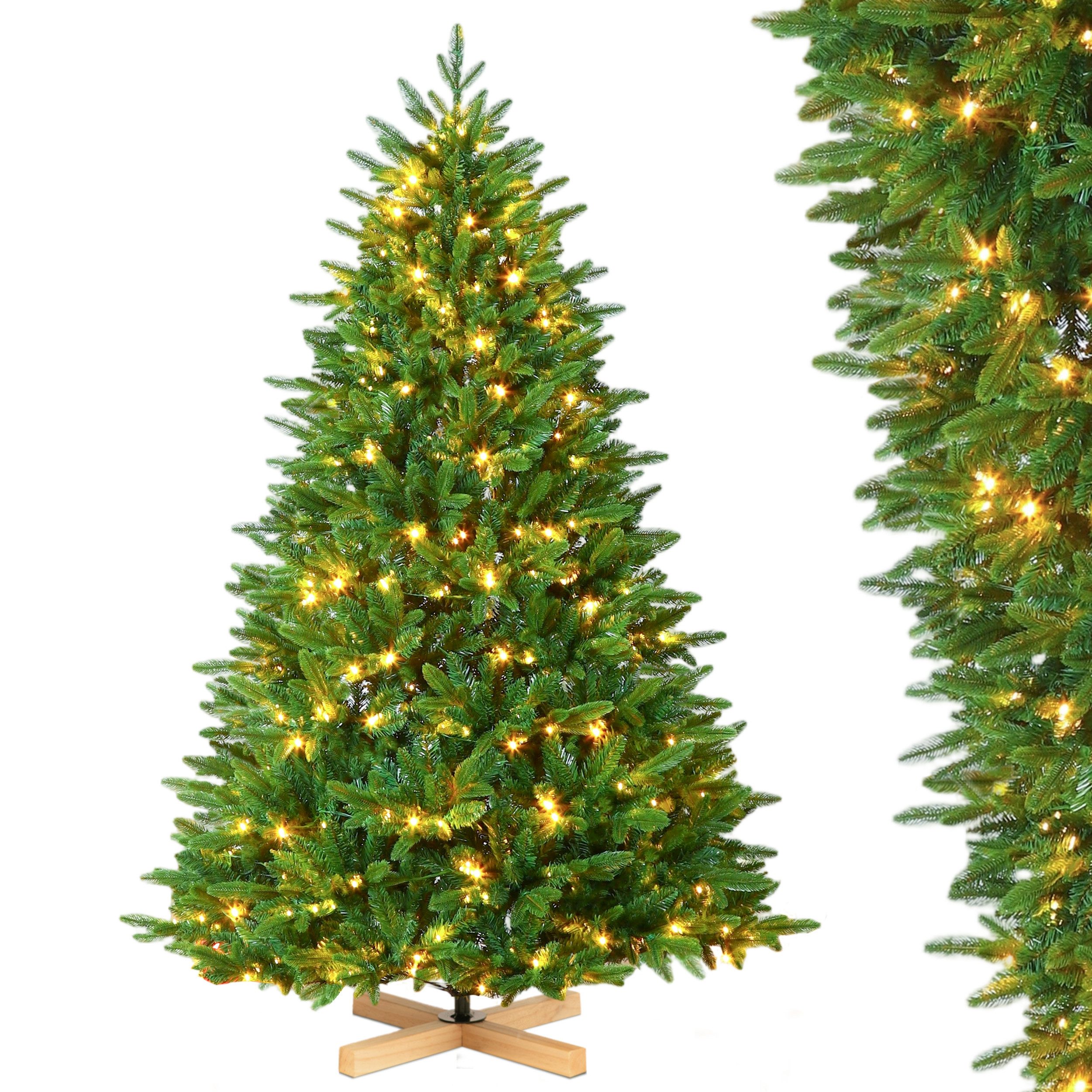 Leawin Künstlicher Weihnachtsbaum tannenbaum mit beleuchtung schmuck mit licht deko außen 180/210/235