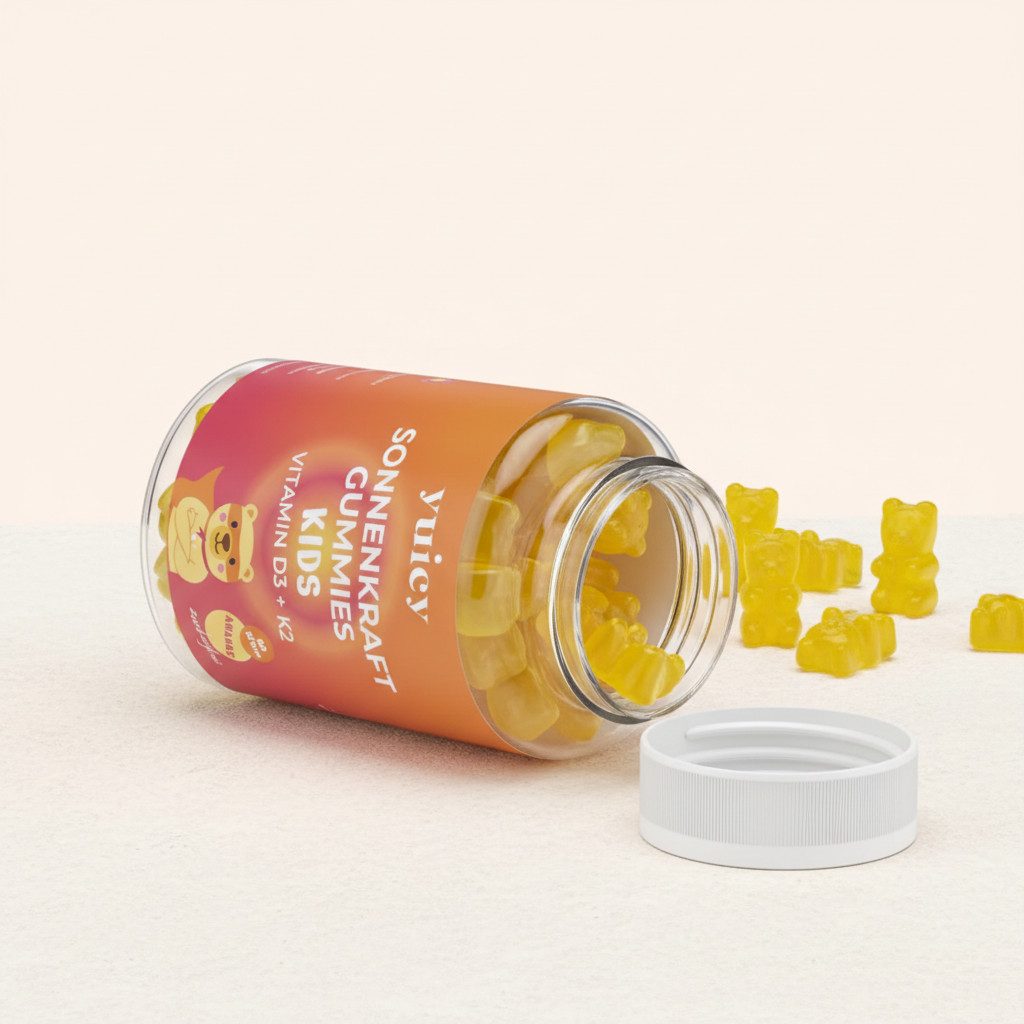yuicy Kids Sonnenkraft – Vitamin D3 + K2 Gummibärchen für Kinder Gummies, 60 St., 150 g