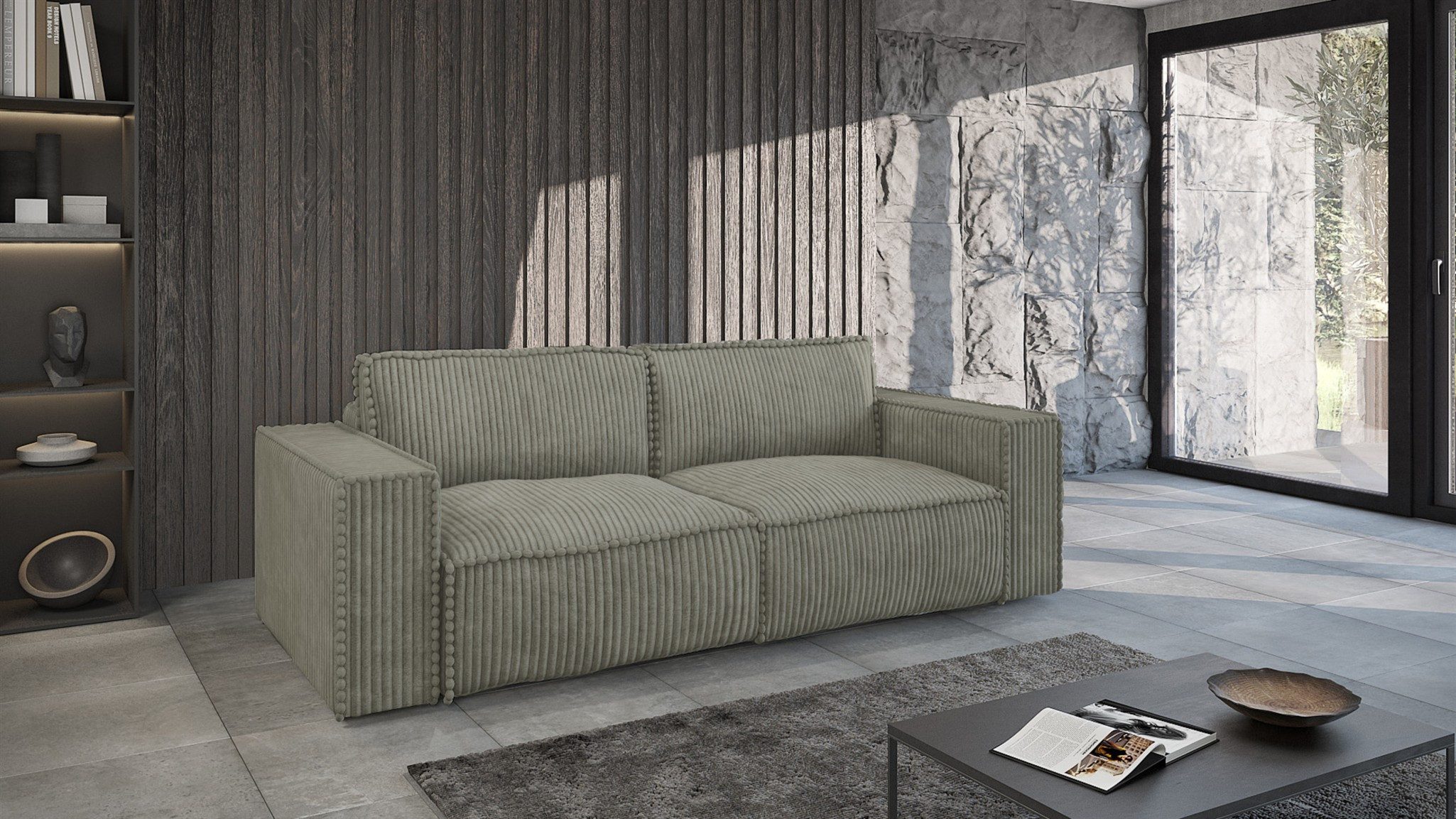 Fun Möbel Polstergarnitur Sofa-Set Sofa VAJANA 3-2-1 Sofagarnitur in Stoff Tilia, (3-Sitzer mit Schlaffunktion, 3-tlg), Rundumbezug