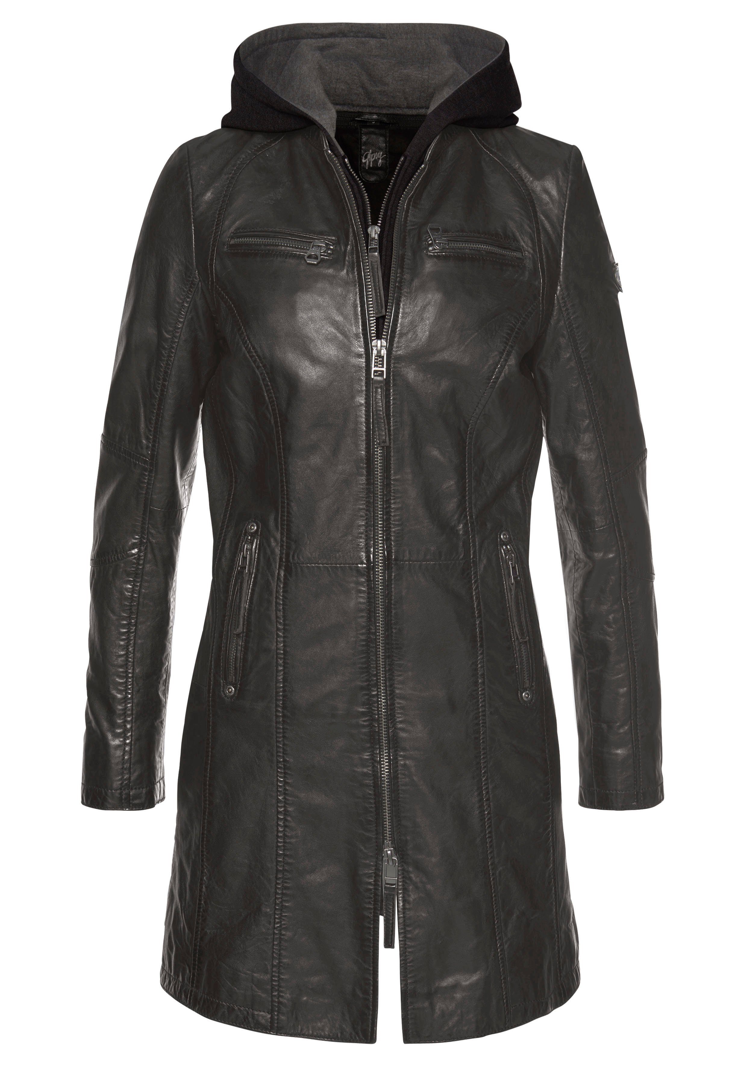 Gipsy Ledermantel »Bente« 2-in-1-Lederjacke mit abnehmbarem Kapuzen-Inlay  aus Jerseyqualität online kaufen | OTTO