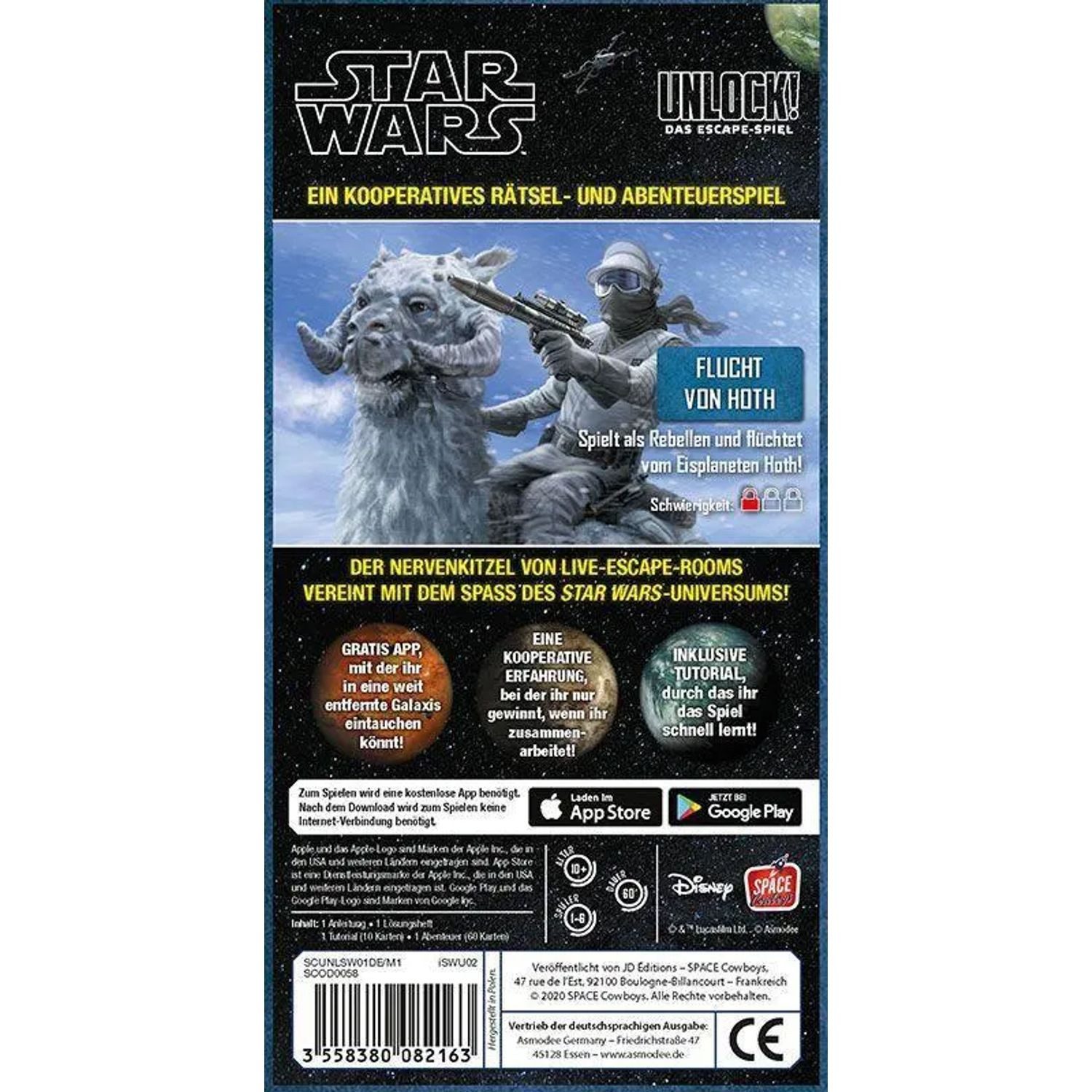Asmodee Spiel Unlock! Star Wars Flucht von Hoth (Einzelszenario)