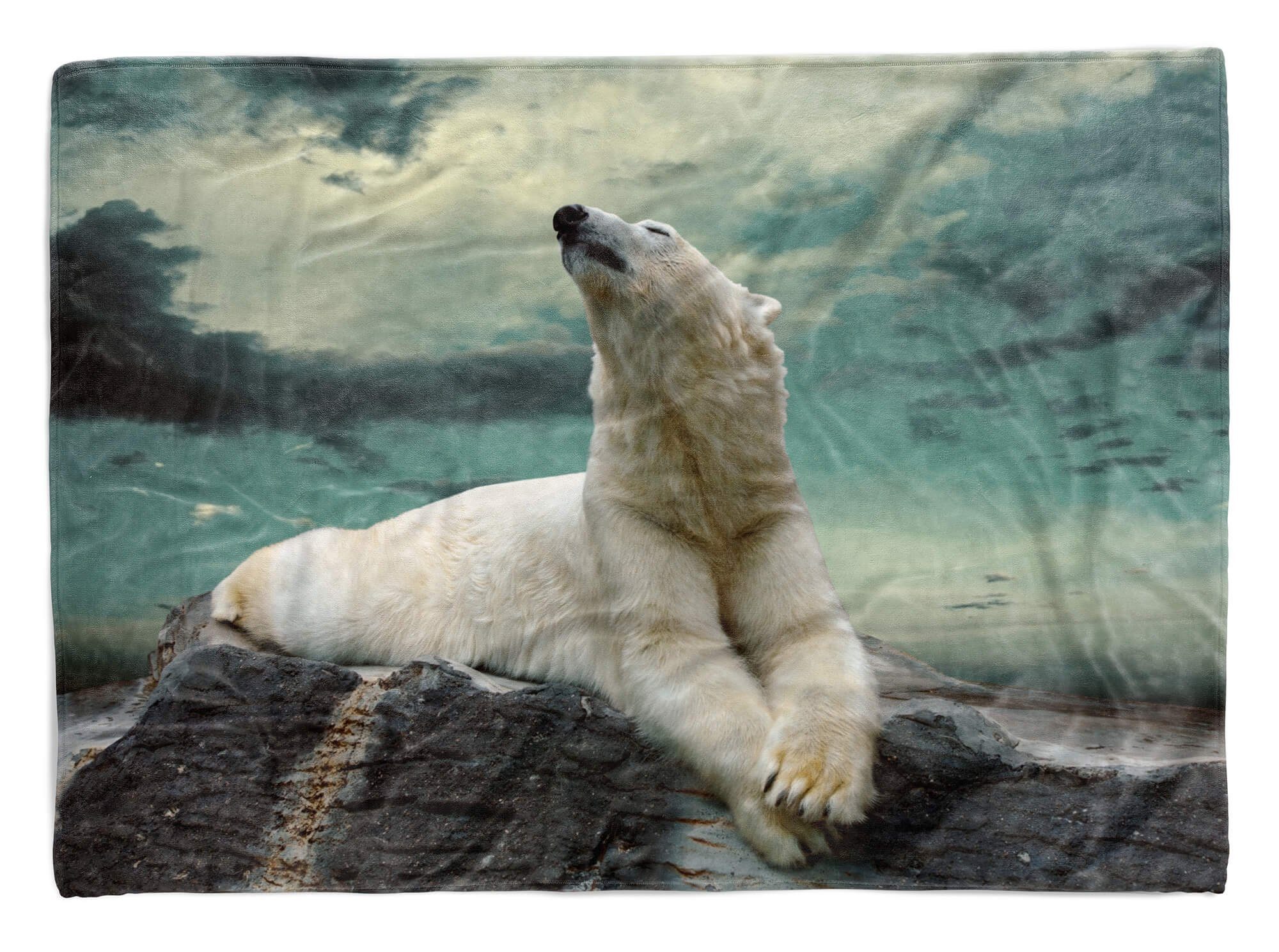 Sinus Art Handtücher Handtuch Strandhandtuch Saunatuch Kuscheldecke mit Tiermotiv Eisbär, Baumwolle-Polyester-Mix (1-St), Handtuch