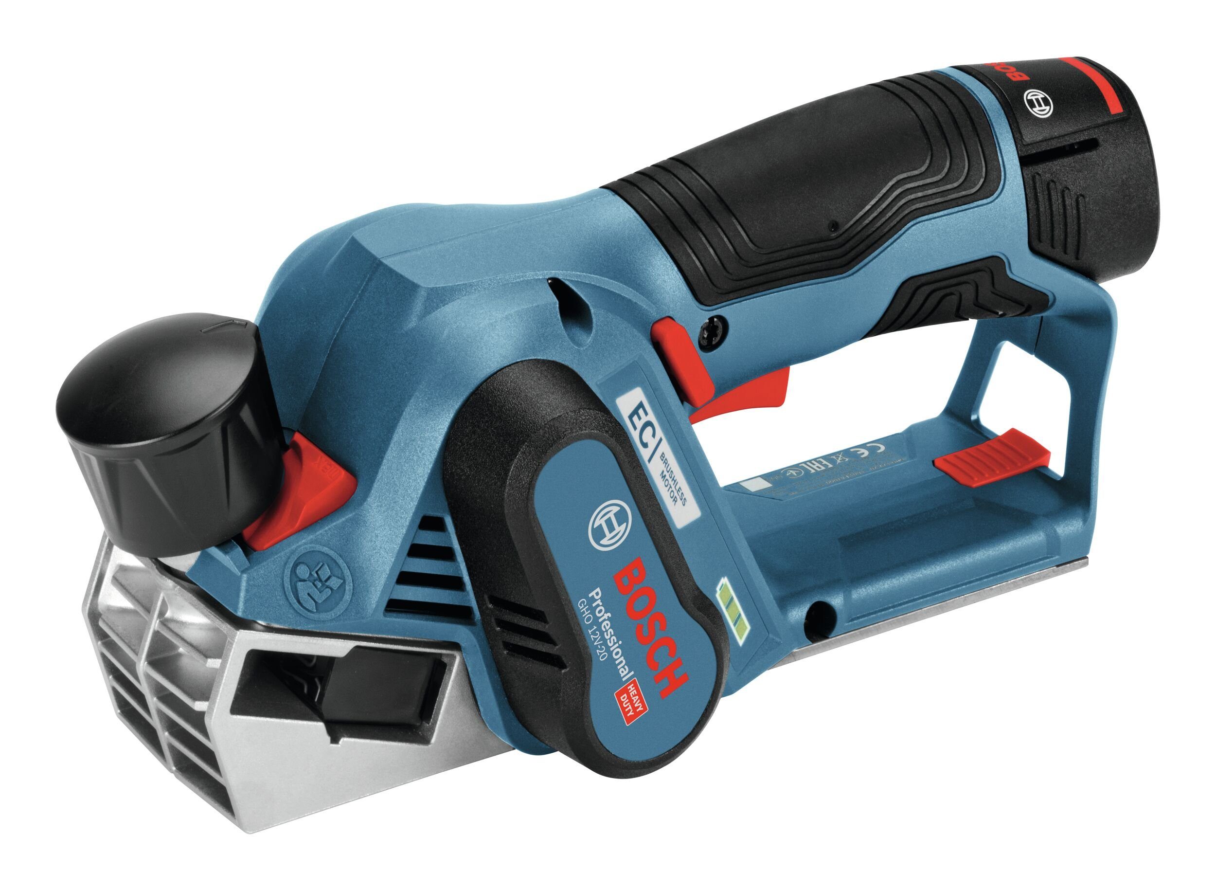 Bosch Professional Akku-Elektrohobel GHO 12V-20, Hobel mit 2x Akku 3 Ah - in L-BOXX 136