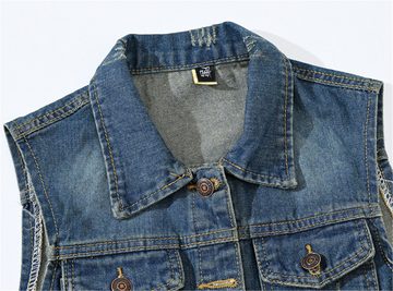 RUZU UG Jeansweste Weste Damen Slim Fit Fashion Jacke Strickweste Shirtweste Hemdjacke (1-tlg)